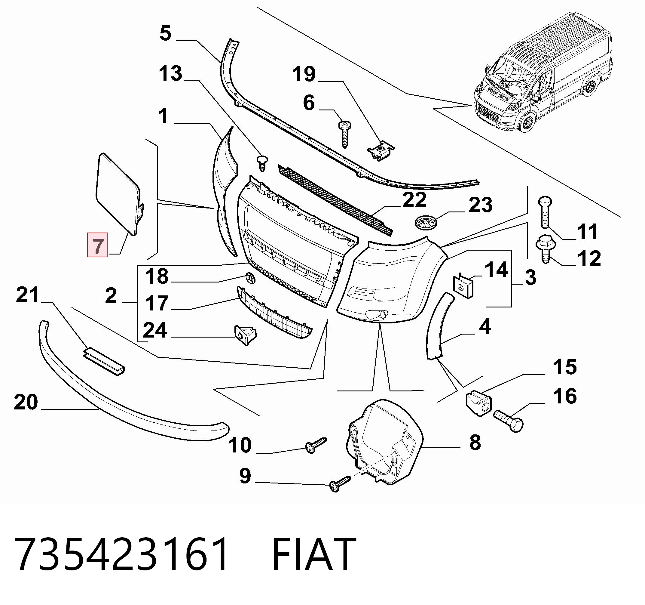 Comprar Tapa del gancho de remolque del parachoques delantero Fiat Ducato III 250 a bajo precio