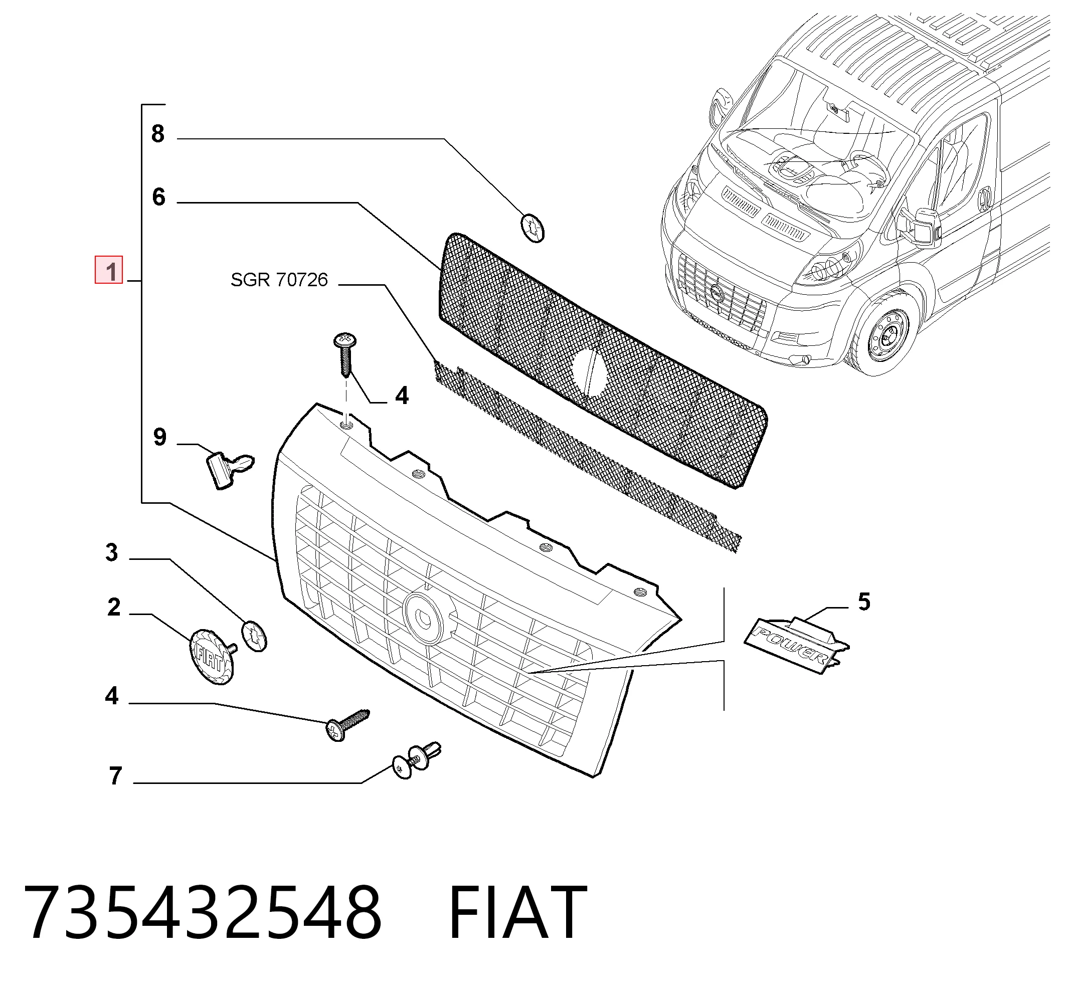 Rejilla delantera Fiat Ducato III bus (250) (2006 - 2026) precio, desde 84,22 EUR