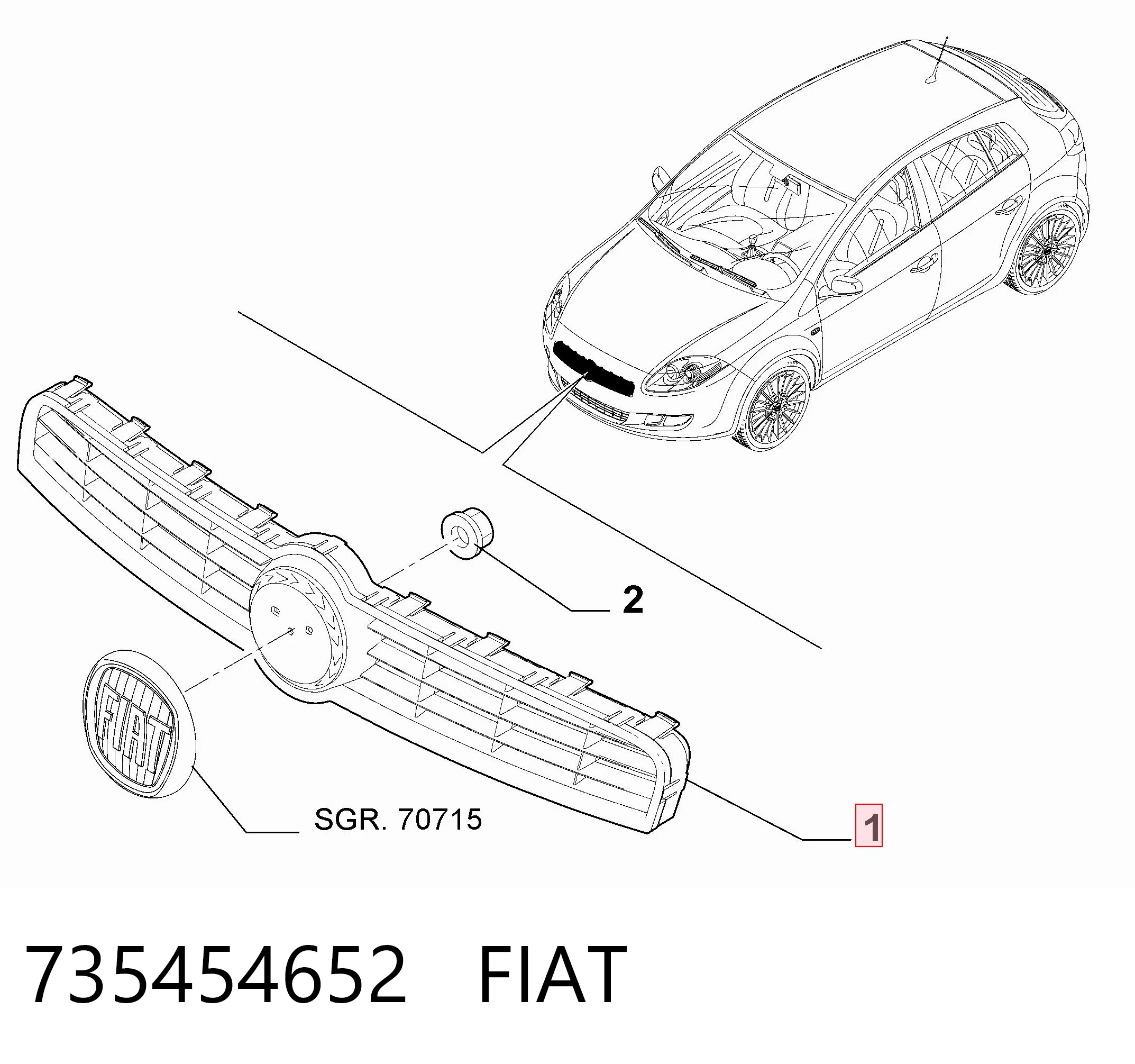 Rejilla delantera Fiat Bravo II hatchback (198) (2007 - 2014) precio, desde 112,29 EUR