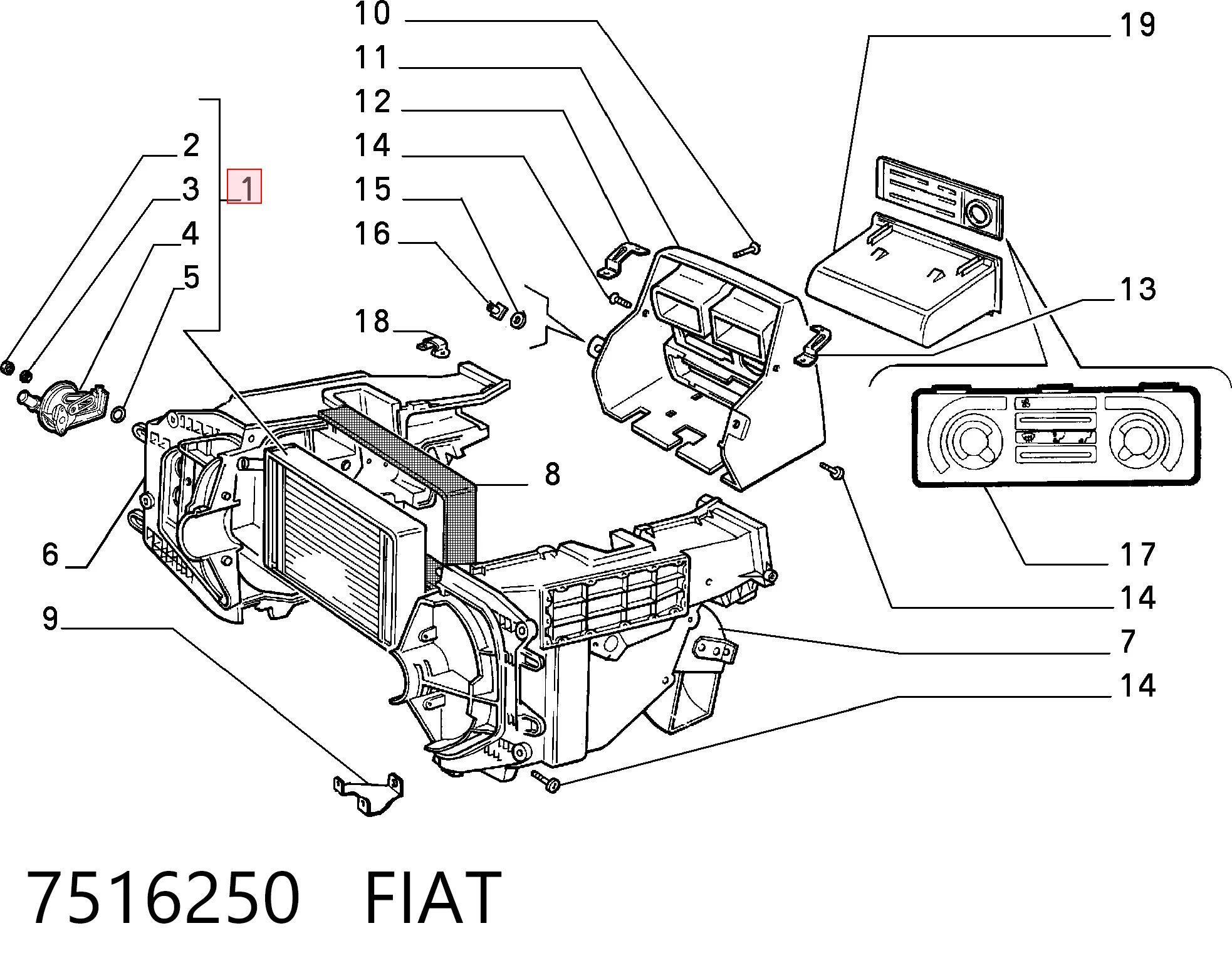 Radiador de calefacción 7516250 FIAT