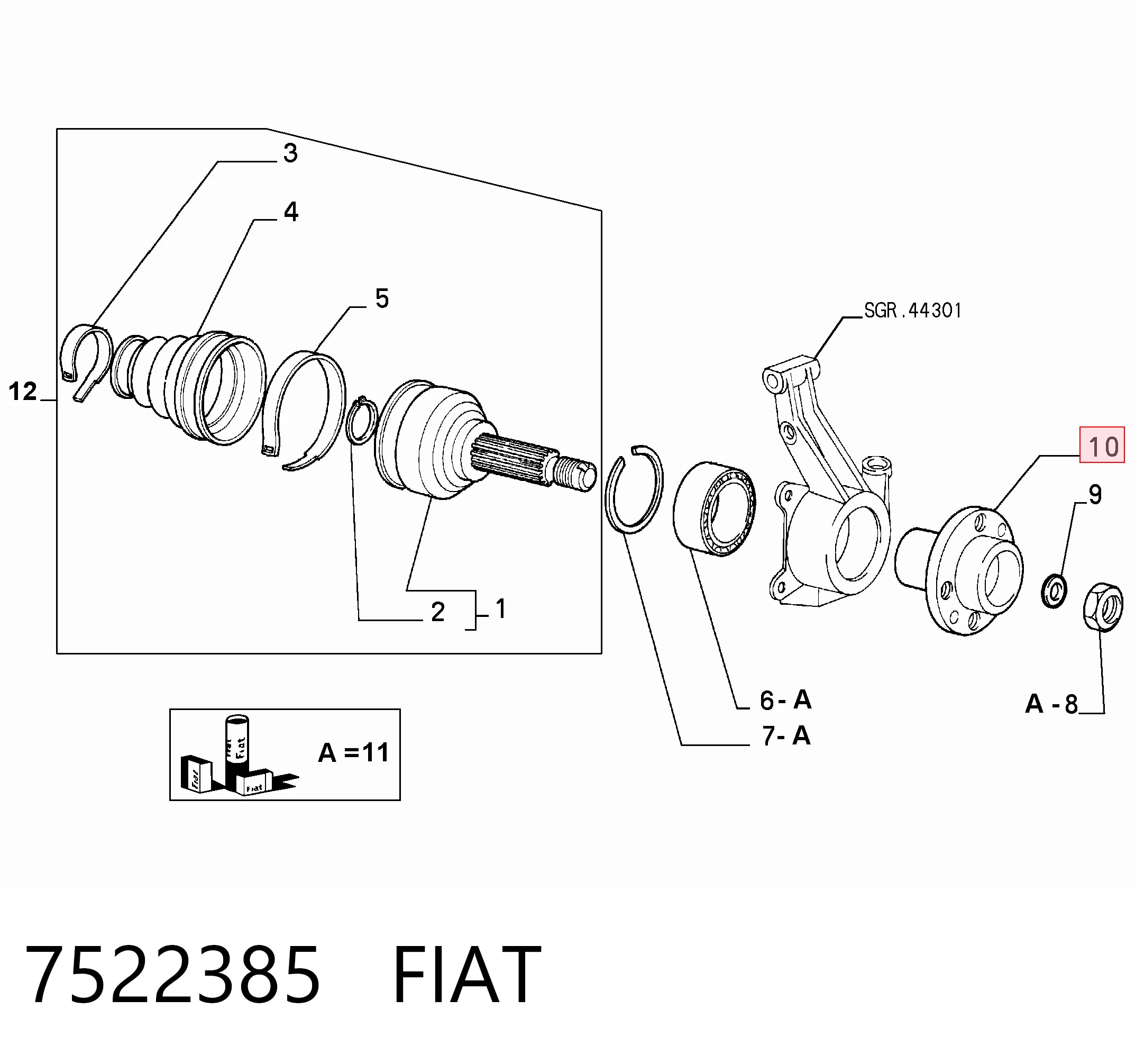 Buje de rueda delantero Fiat Fiorino  desde 27,91 €