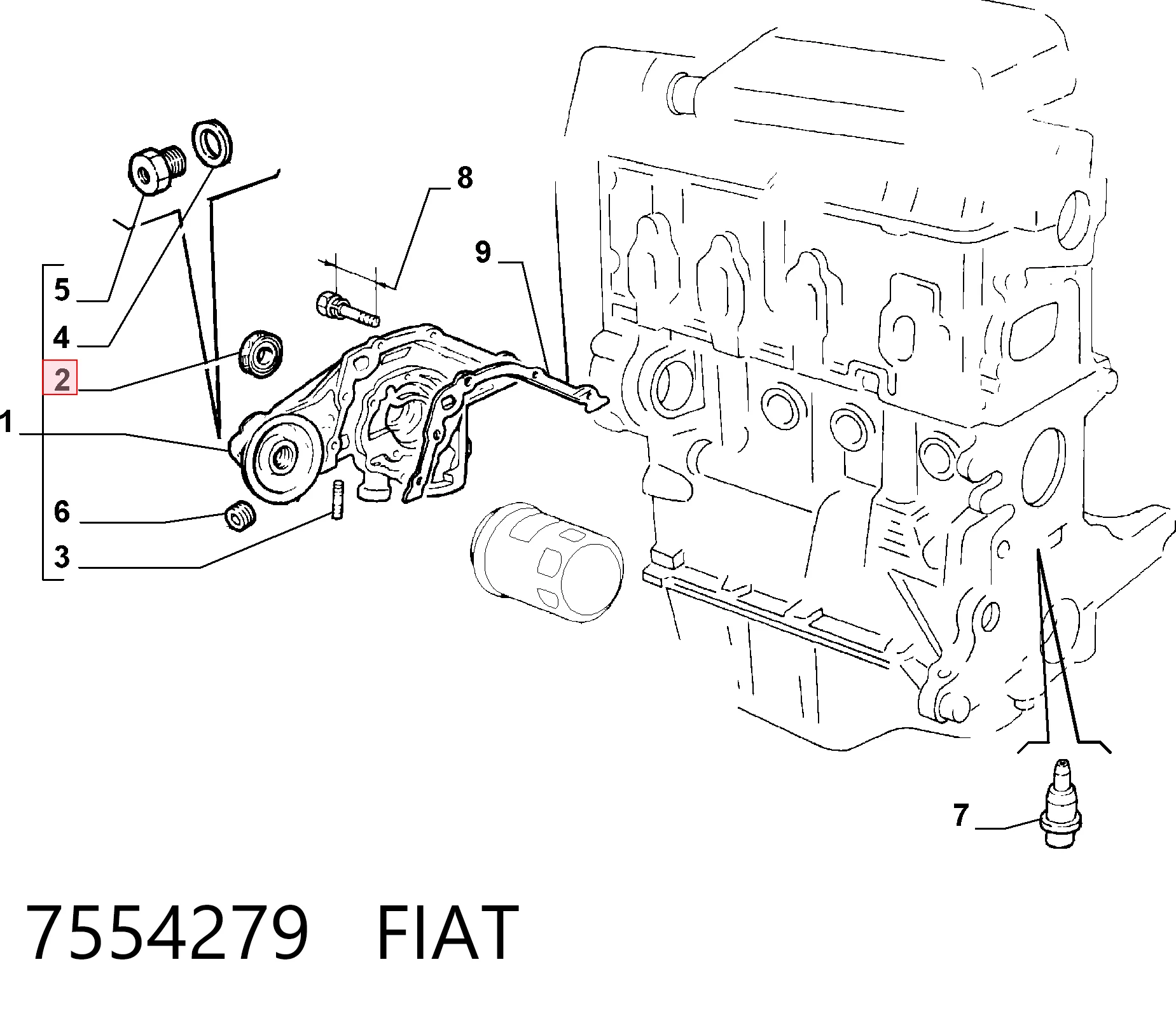 Retén del cigüeñal frontal Fiat Uno (1983-1996)