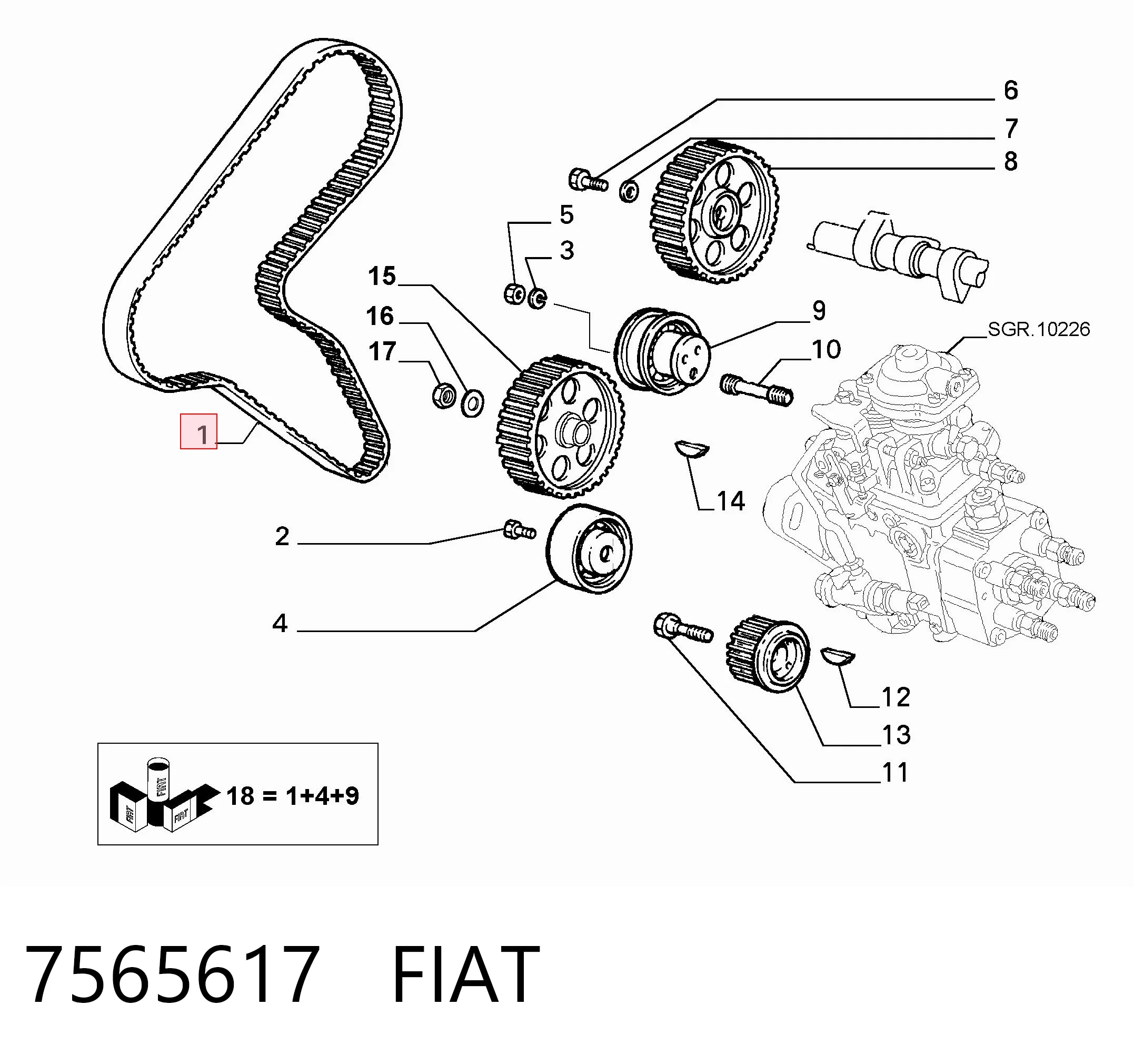 Correa de distribución 7565617 FIAT