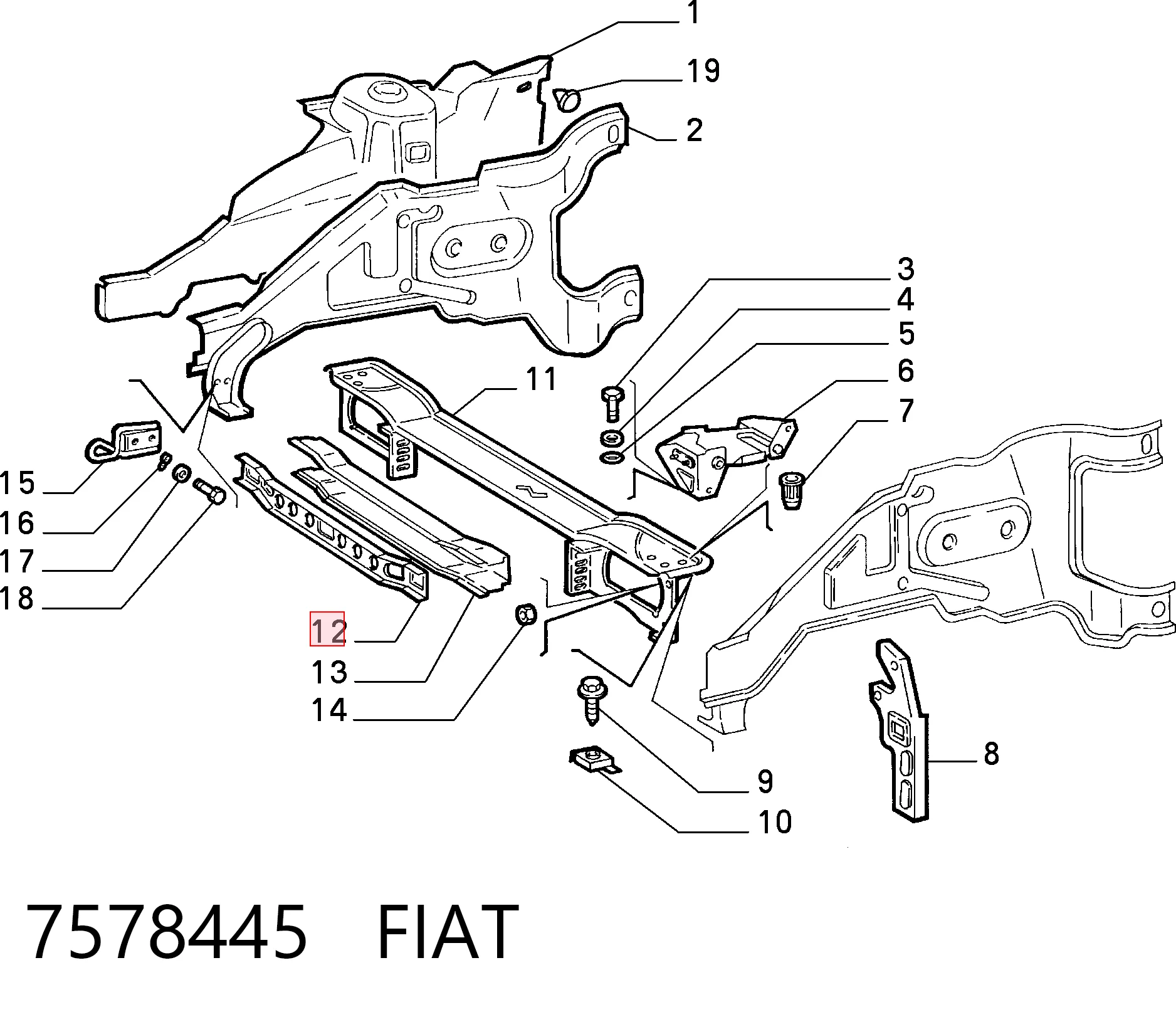 Refuerzo parachoque delantero para Fiat Tempra 159