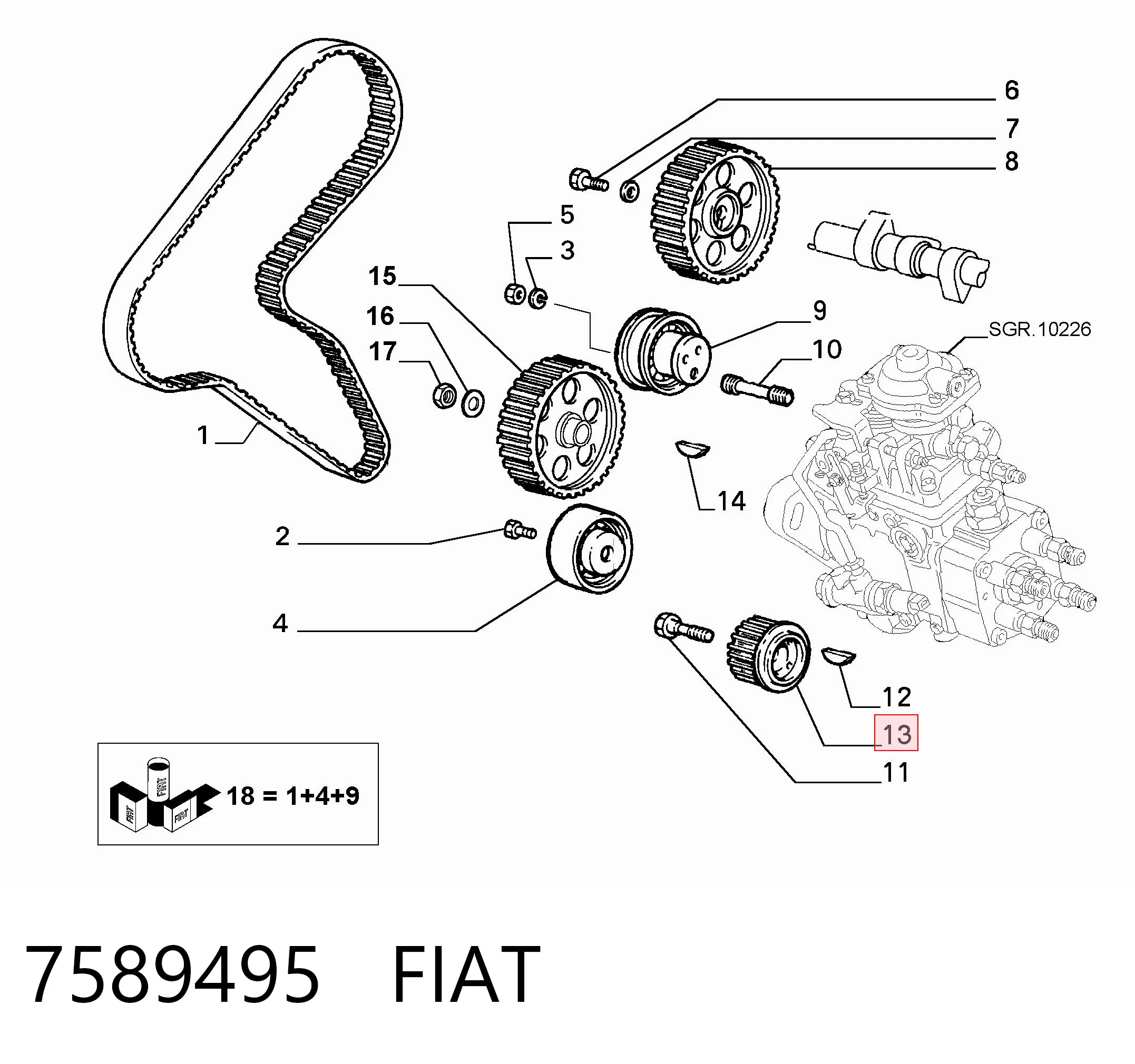 Polea de cigüeñal para Fiat Uno 146A