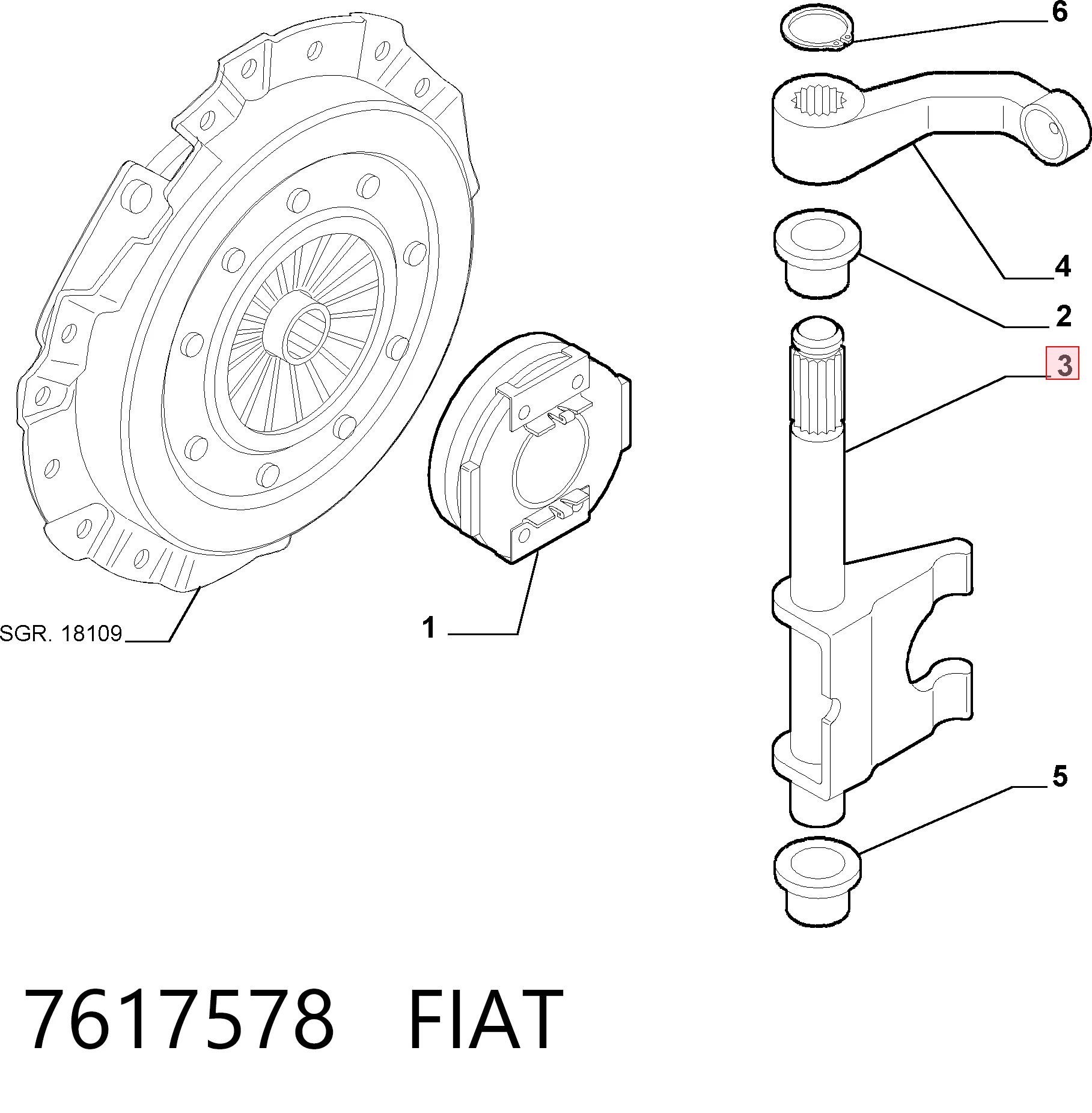 7617578 Fiat/Alfa/Lancia Horquilla de embrague