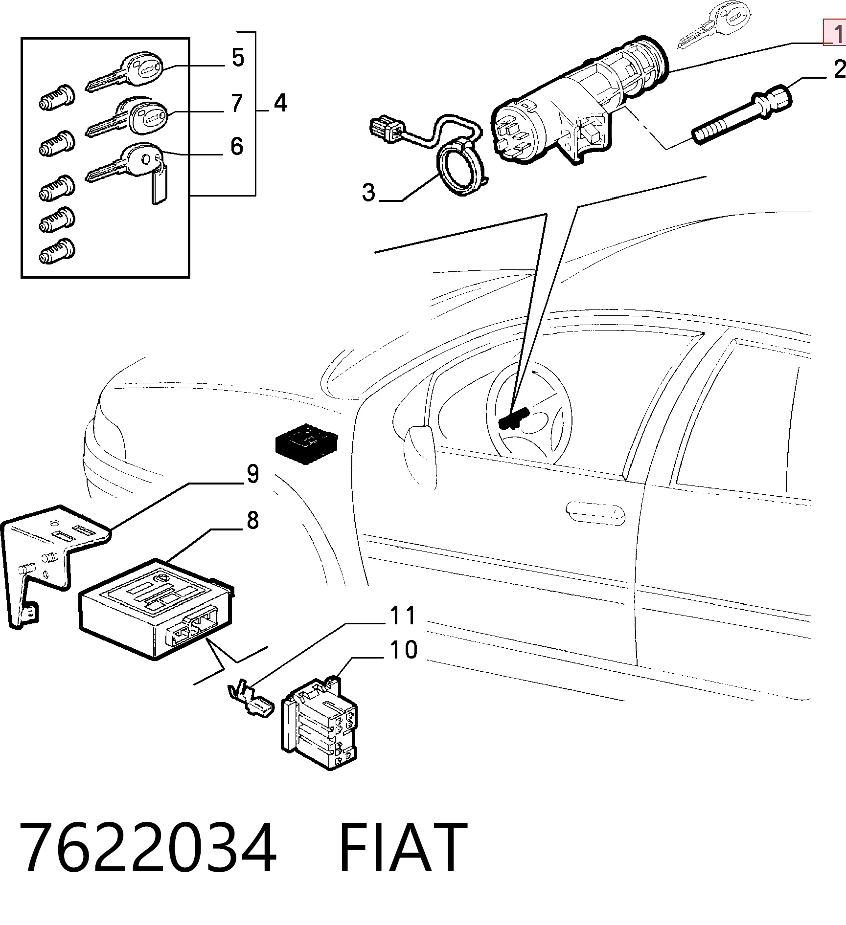 Interruptor de encendido para Fiat Punto  176C