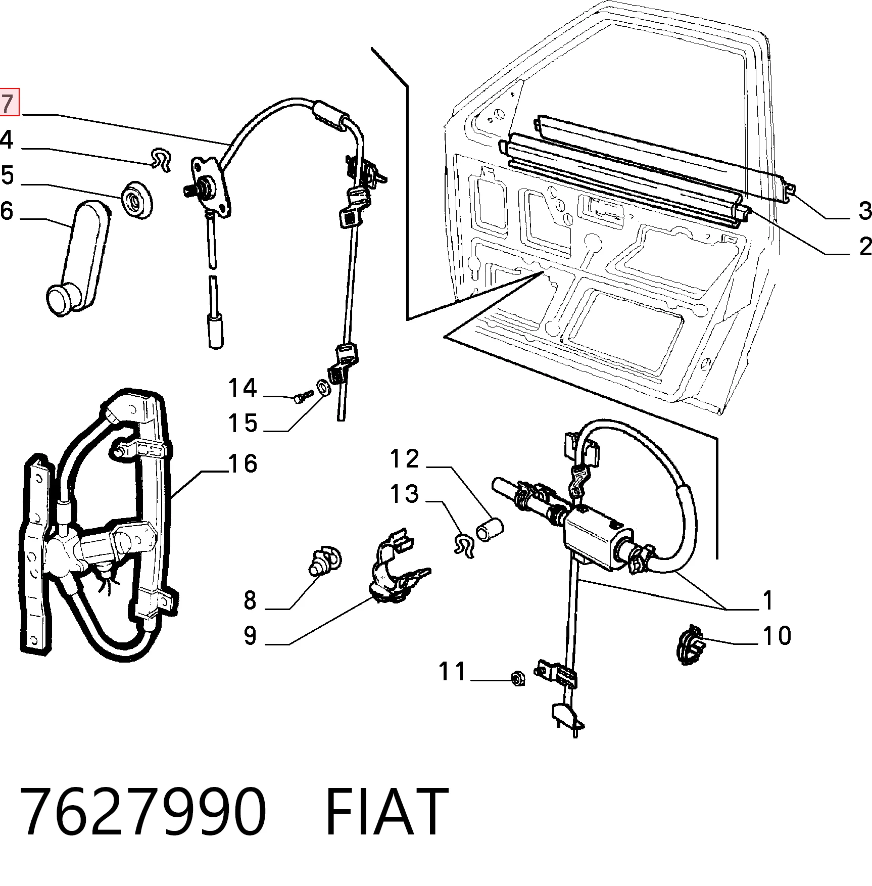 Comprar Mecanismo de elevalunas de la puerta delantera derecha Fiat Fiorino  146 Uno a bajo precio