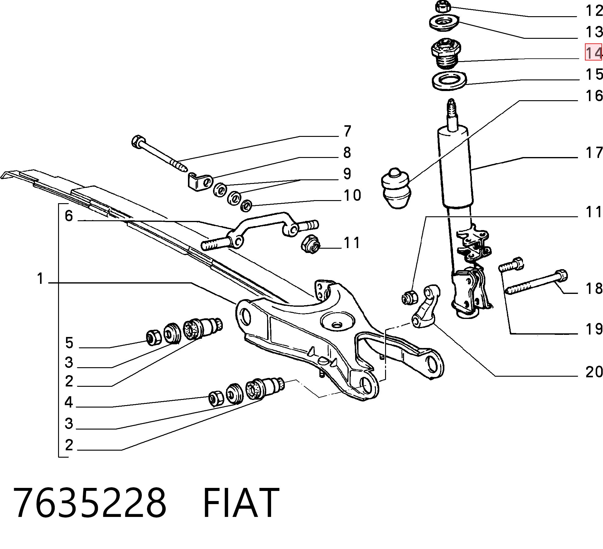 Comprar Soporte del amortiguador trasero Fiat Fiorino  146 Uno a bajo precio