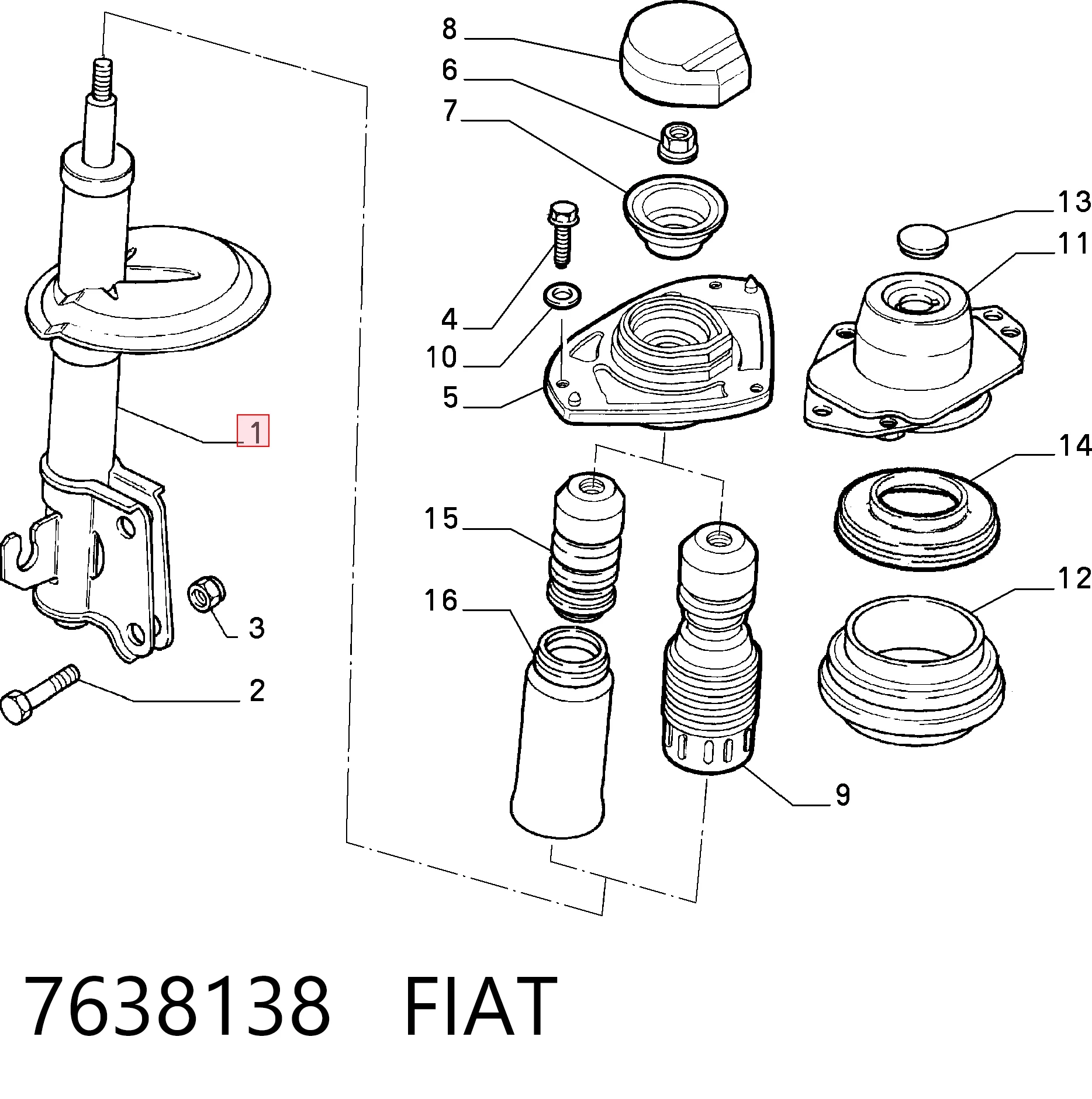 Amortiguador frontal Fiat Brava  (1995-2001)