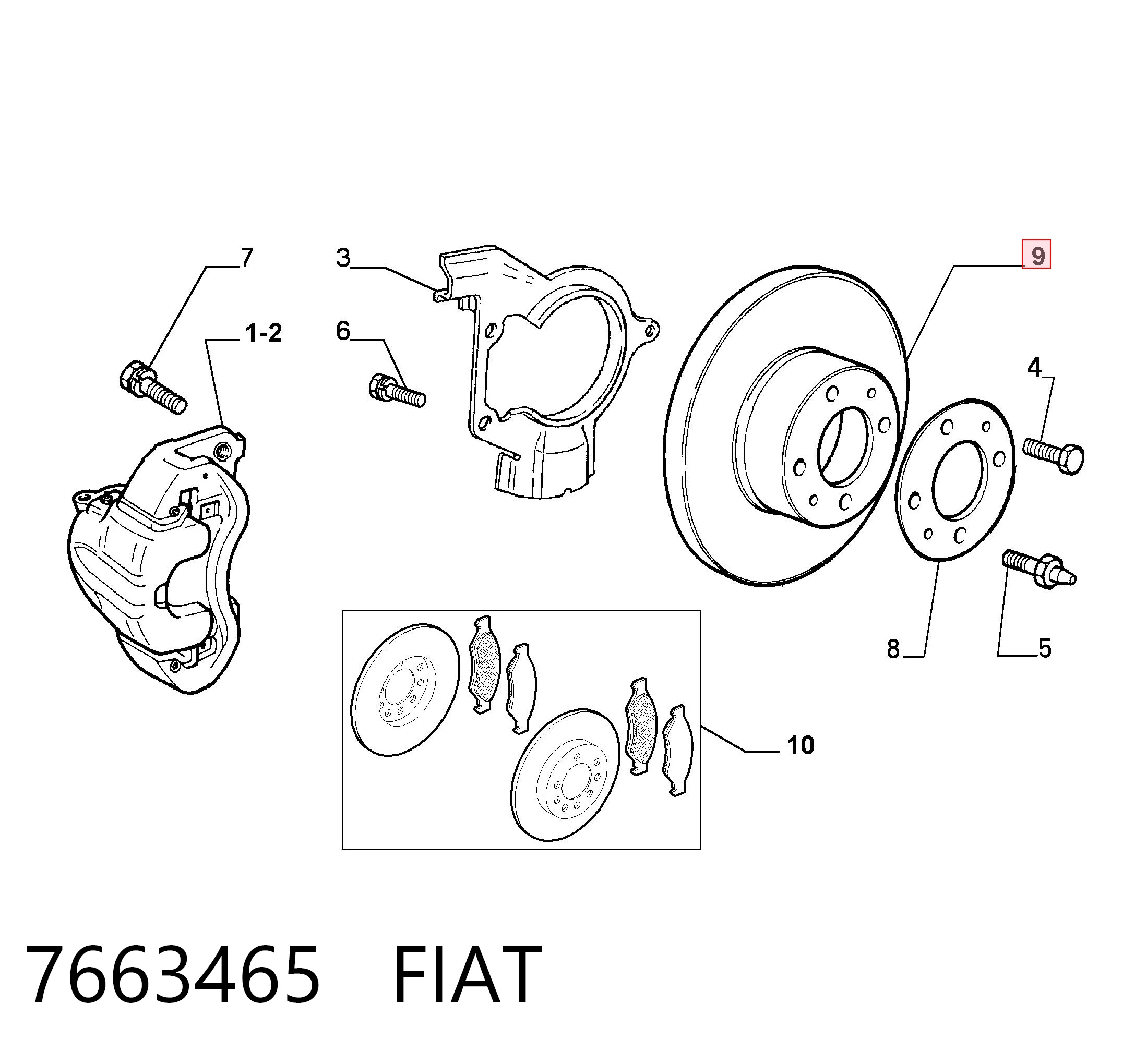 7663465 Fiat/Alfa/Lancia Freno de disco trasero