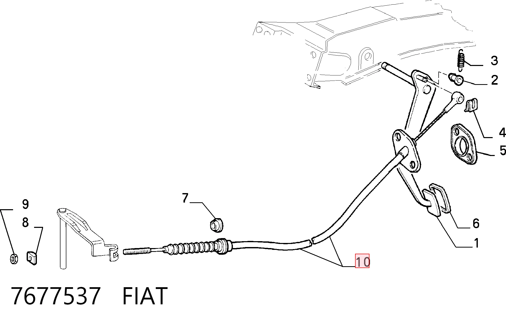 Cable de embrague 7677537 FIAT