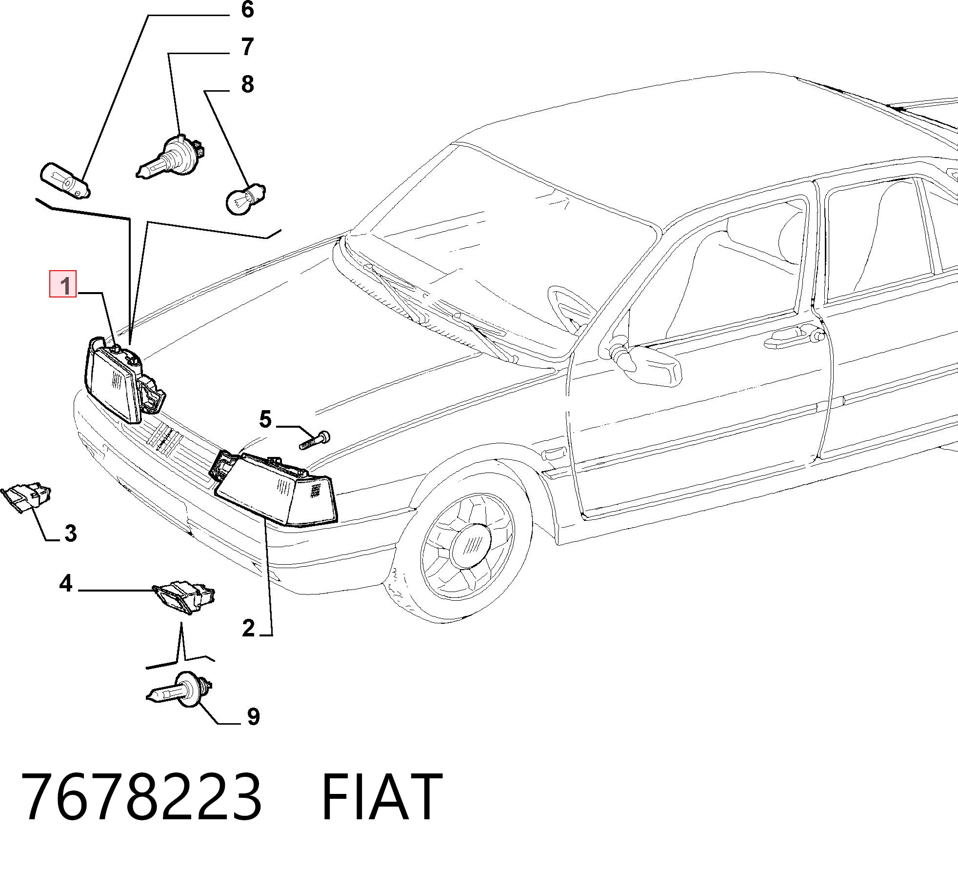 Faro derecho para Fiat Tempra 159