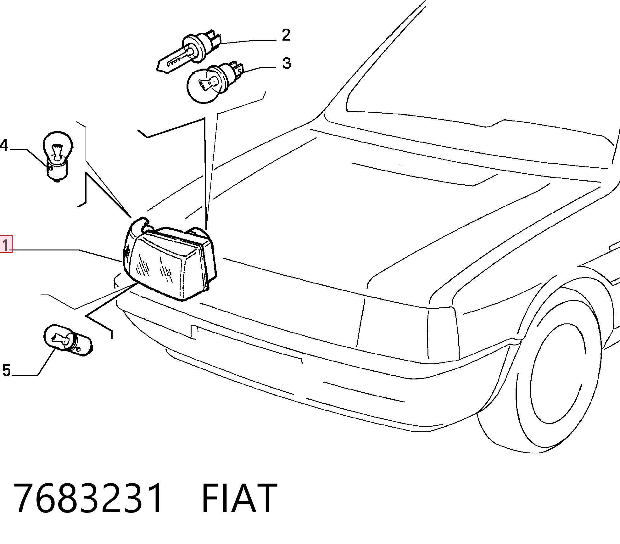 Faro delantero derecho Fiat Uno 