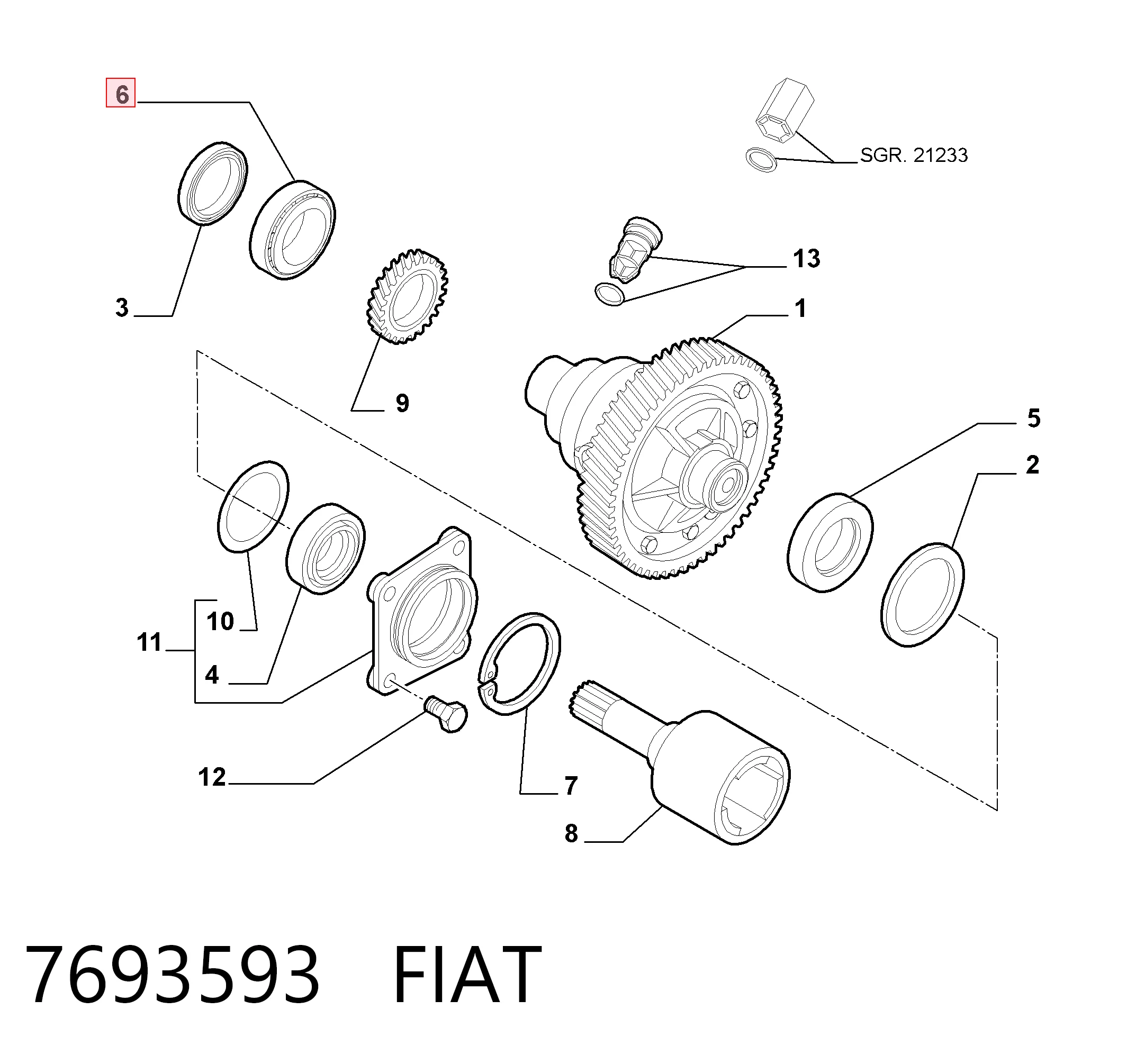 Cojinete del diferencial del eje delantero 1681647580 General Motors