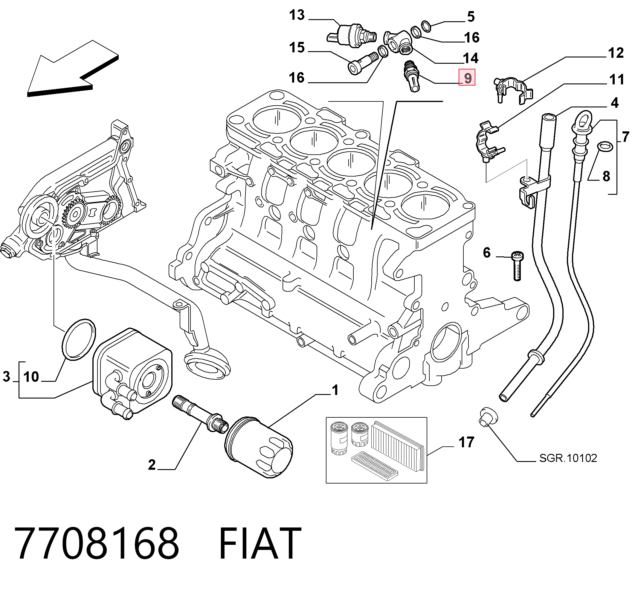 Sensor de presión de aceite para Fiat Punto 188AX