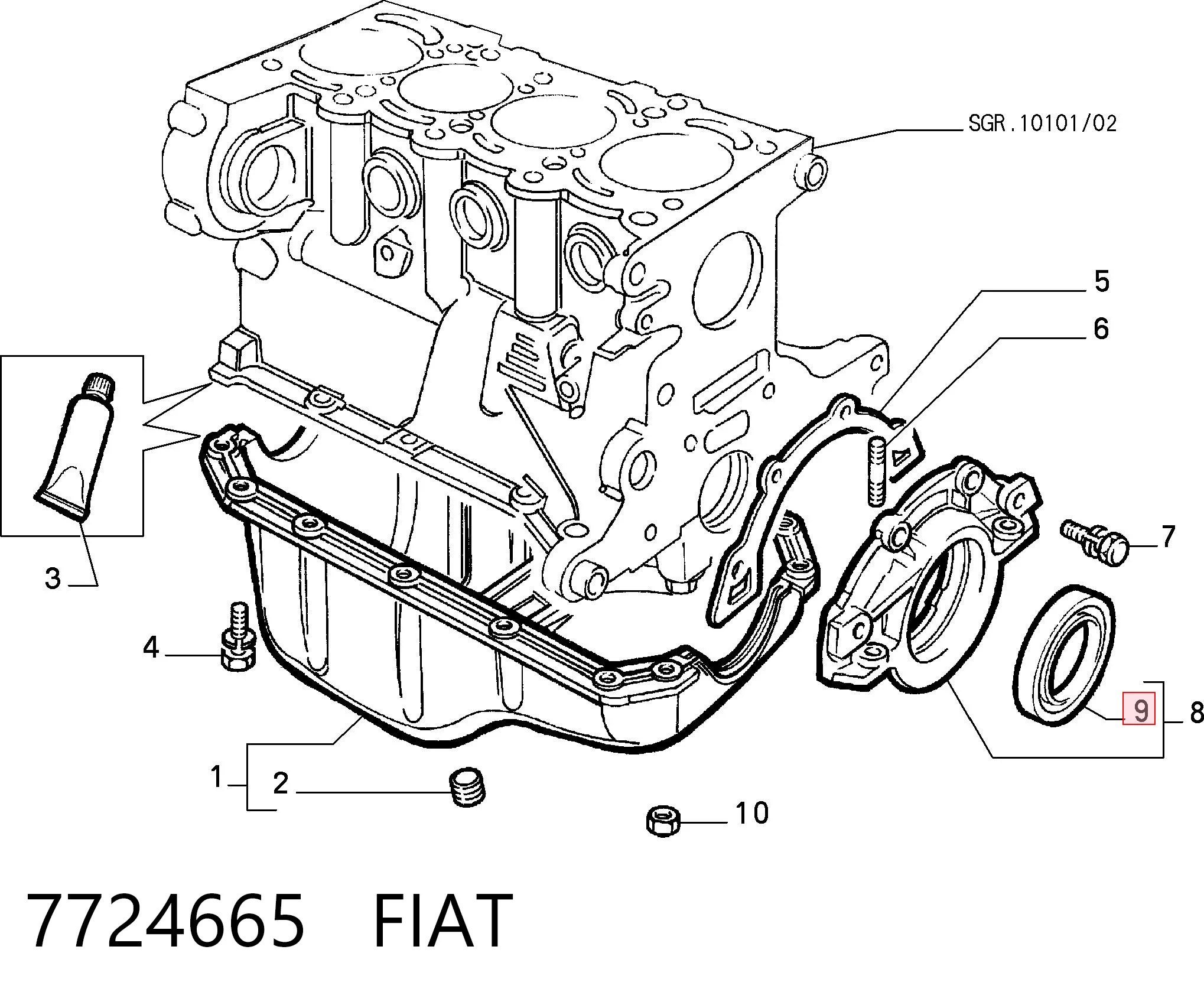 7724665 Fiat/Alfa/Lancia Anillo retén cigüeñal