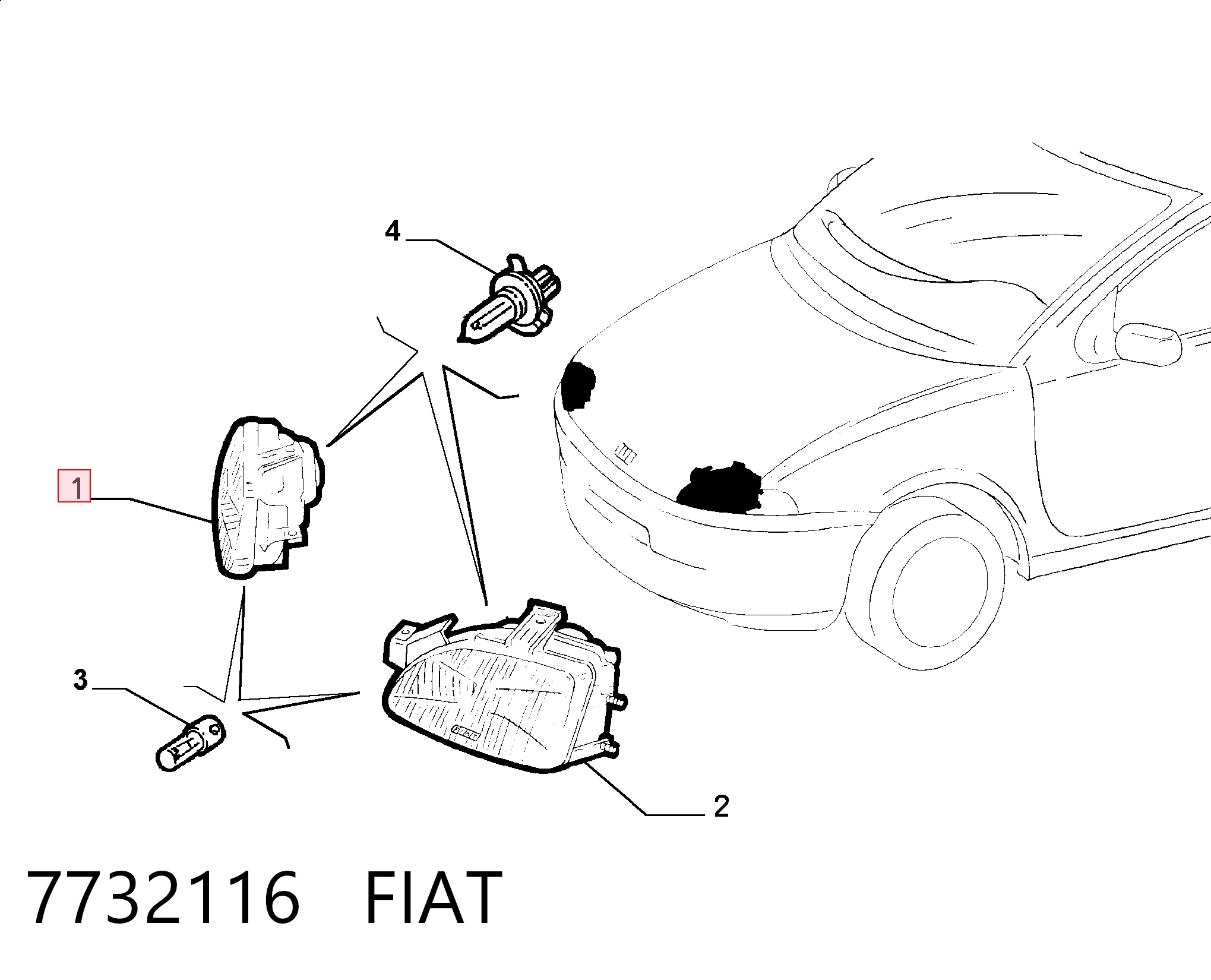 Faro delantero derecho Fiat Punto I