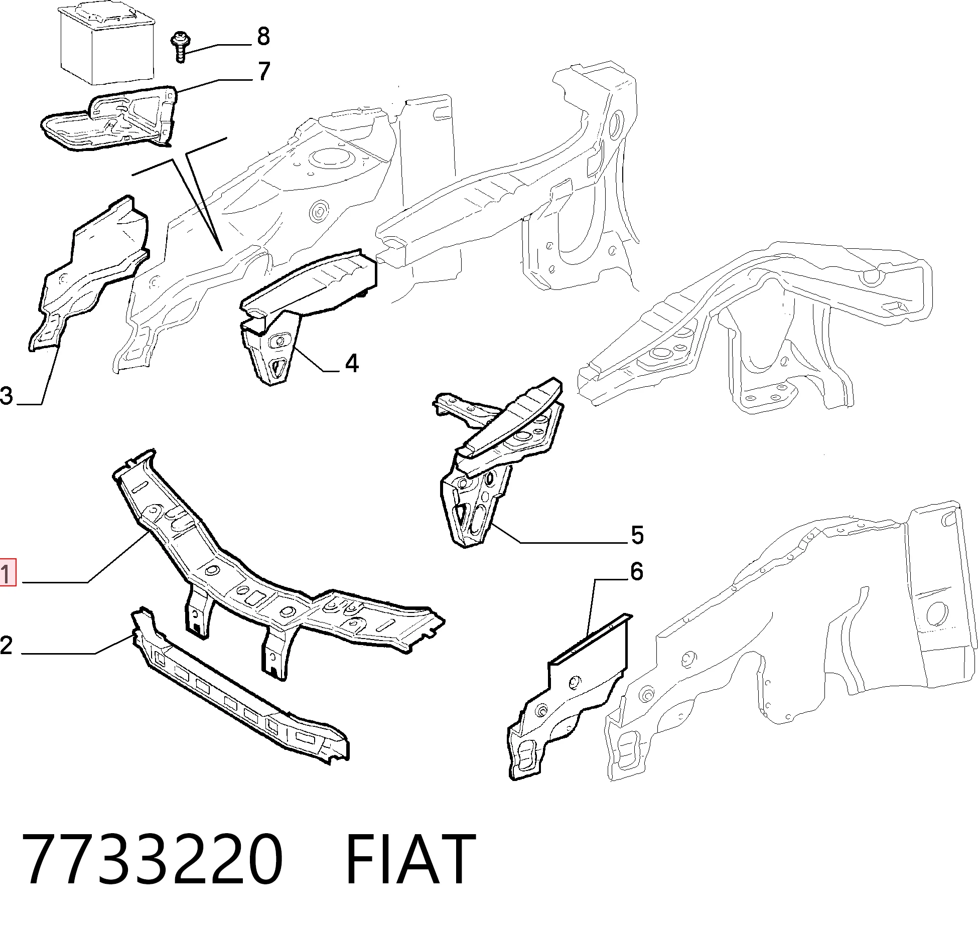 Comprar Panel de soporte del radiador y montaje de faros Fiat Punto I 176 a bajo precio