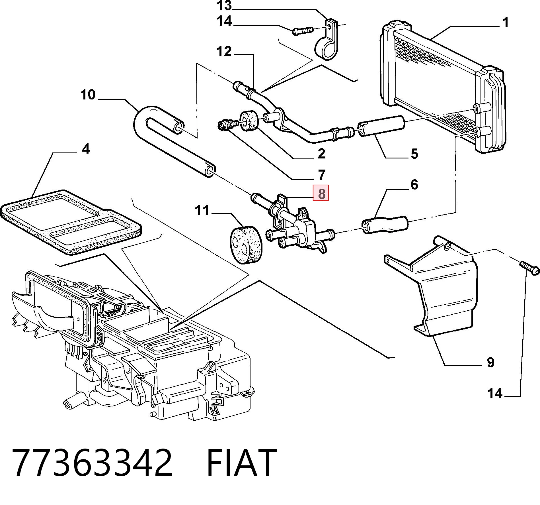 77363342 Fiat/Alfa/Lancia Valvula del calefactor