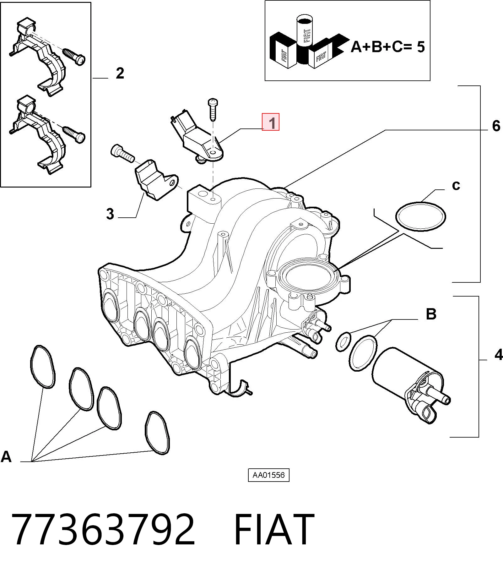 77363792 Fiat/Alfa/Lancia Sensor De Presion Del Colector De Admision