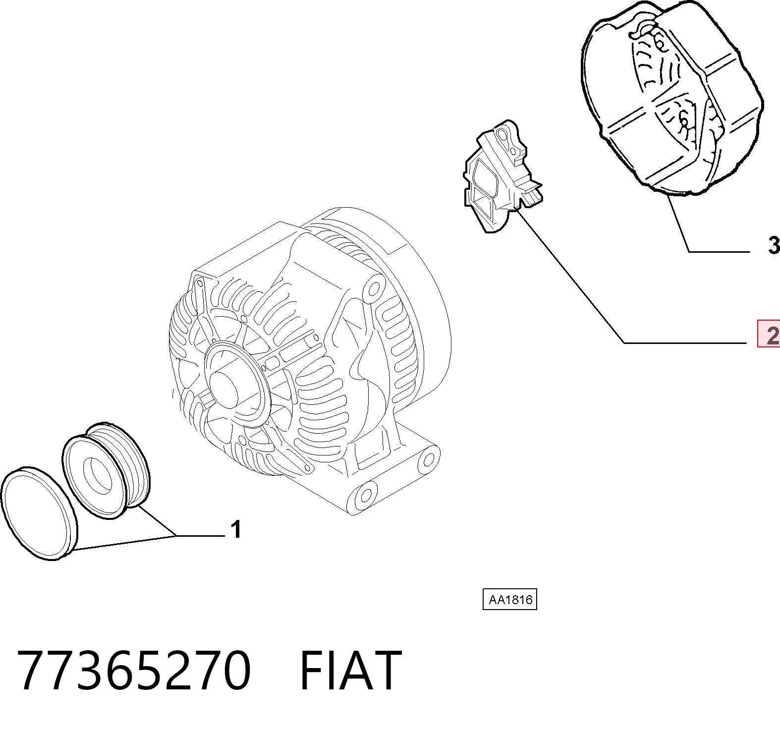 Regulador de voltaje del alternador 77365270 FIAT