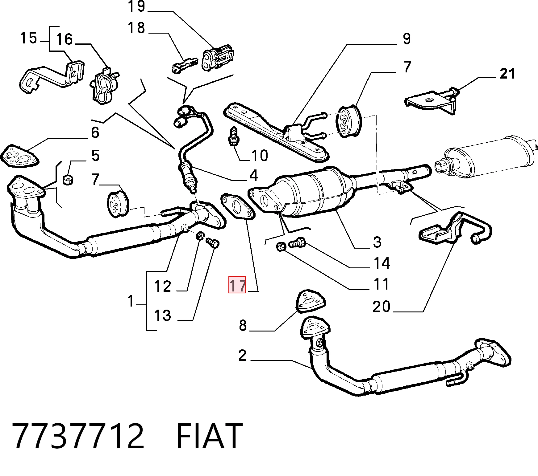 Junta de tubo de escape silenciador Fiat Linea  (323)