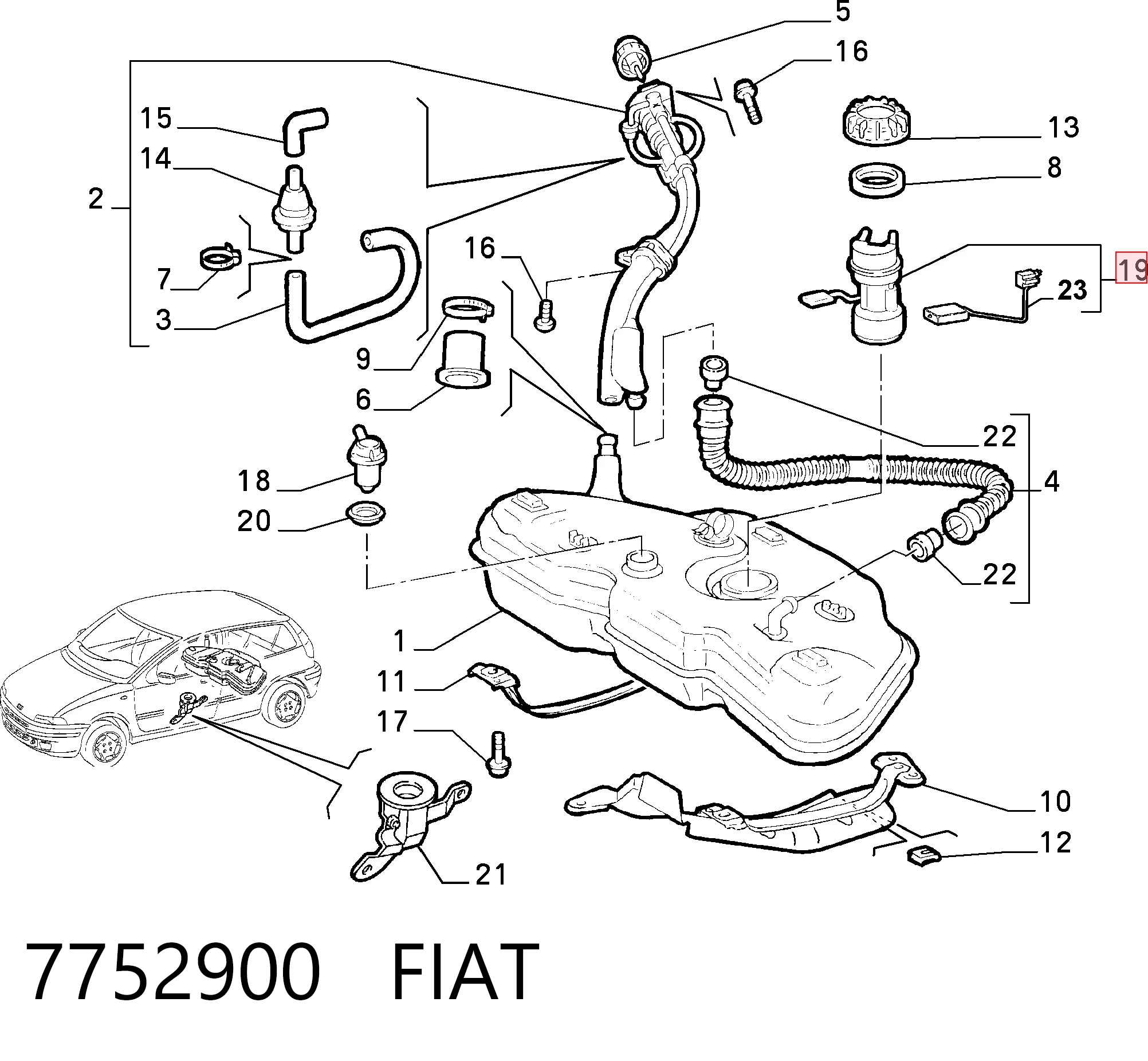 7752900 Fiat/Alfa/Lancia Módulo de alimentación de combustible