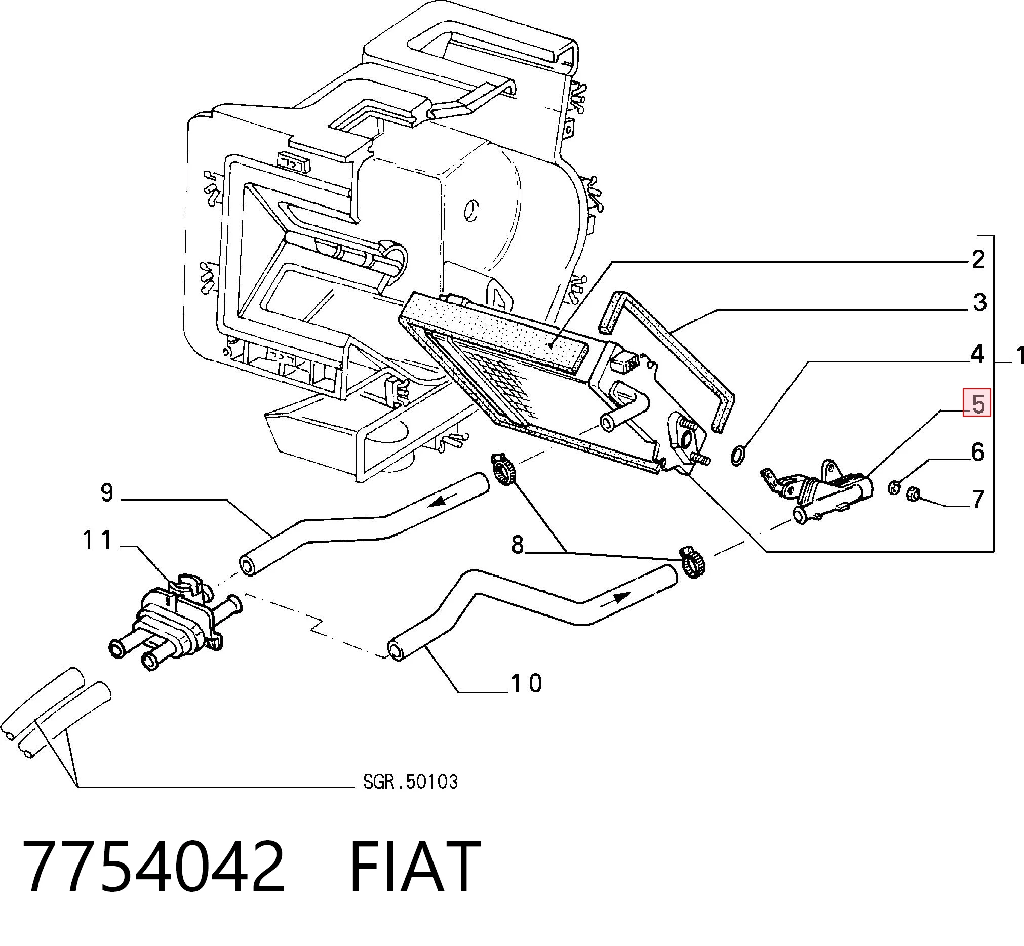 7754042 Fiat/Alfa/Lancia Valvula del calefactor