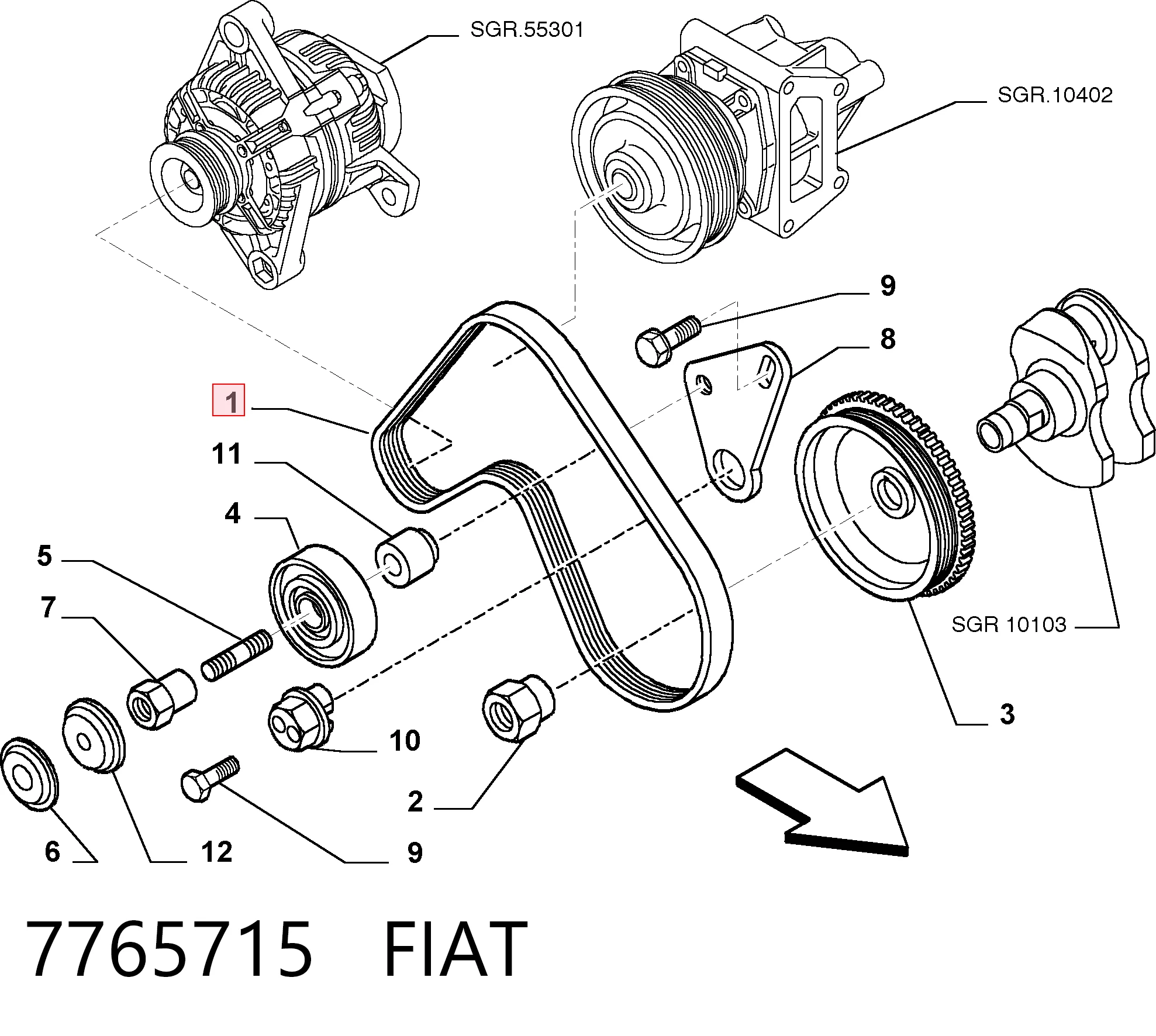 Correa de alternador para Fiat Ducato 290
