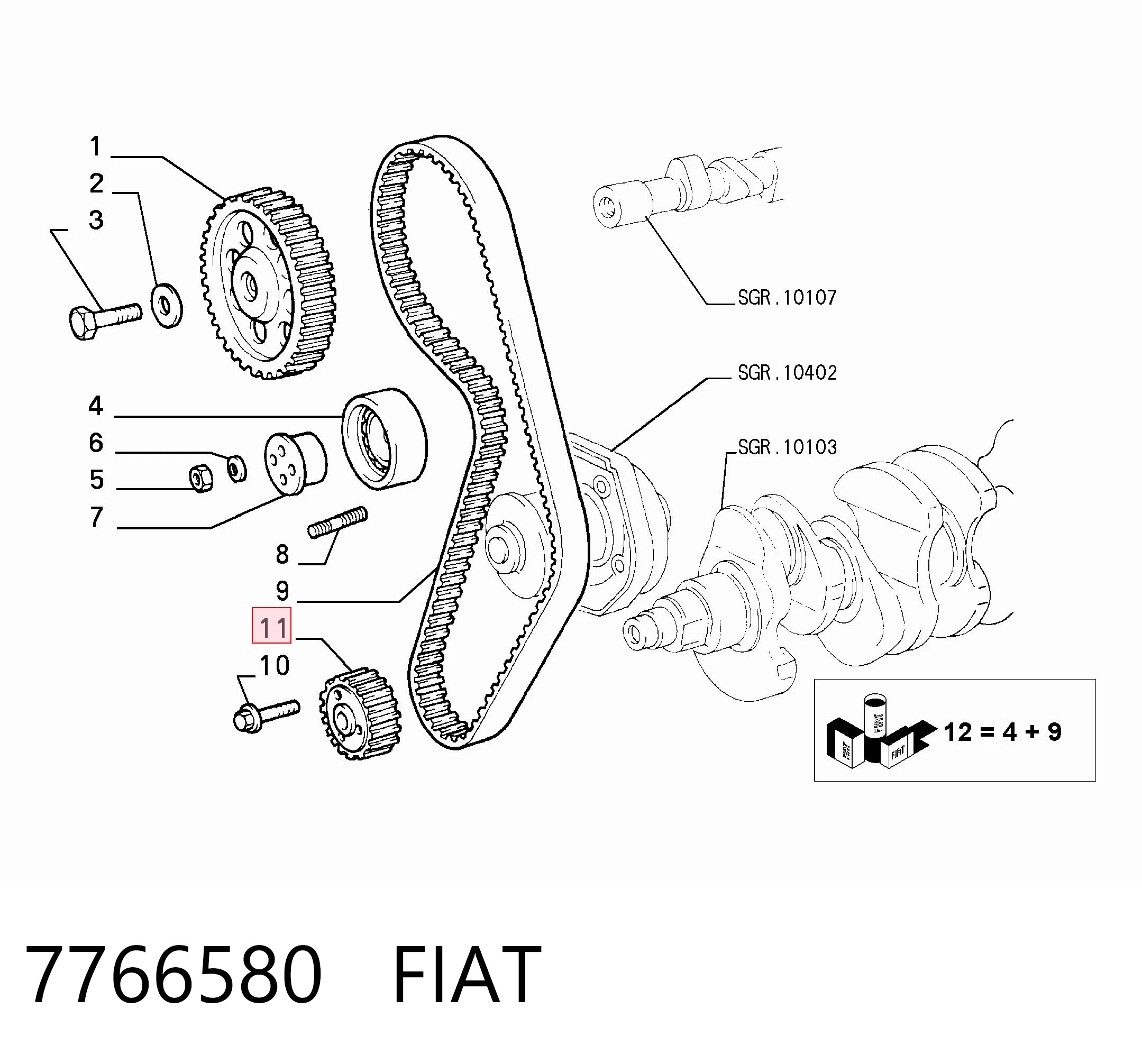 Rueda dentada, cigüeñal Fiat Palio  (178BX)