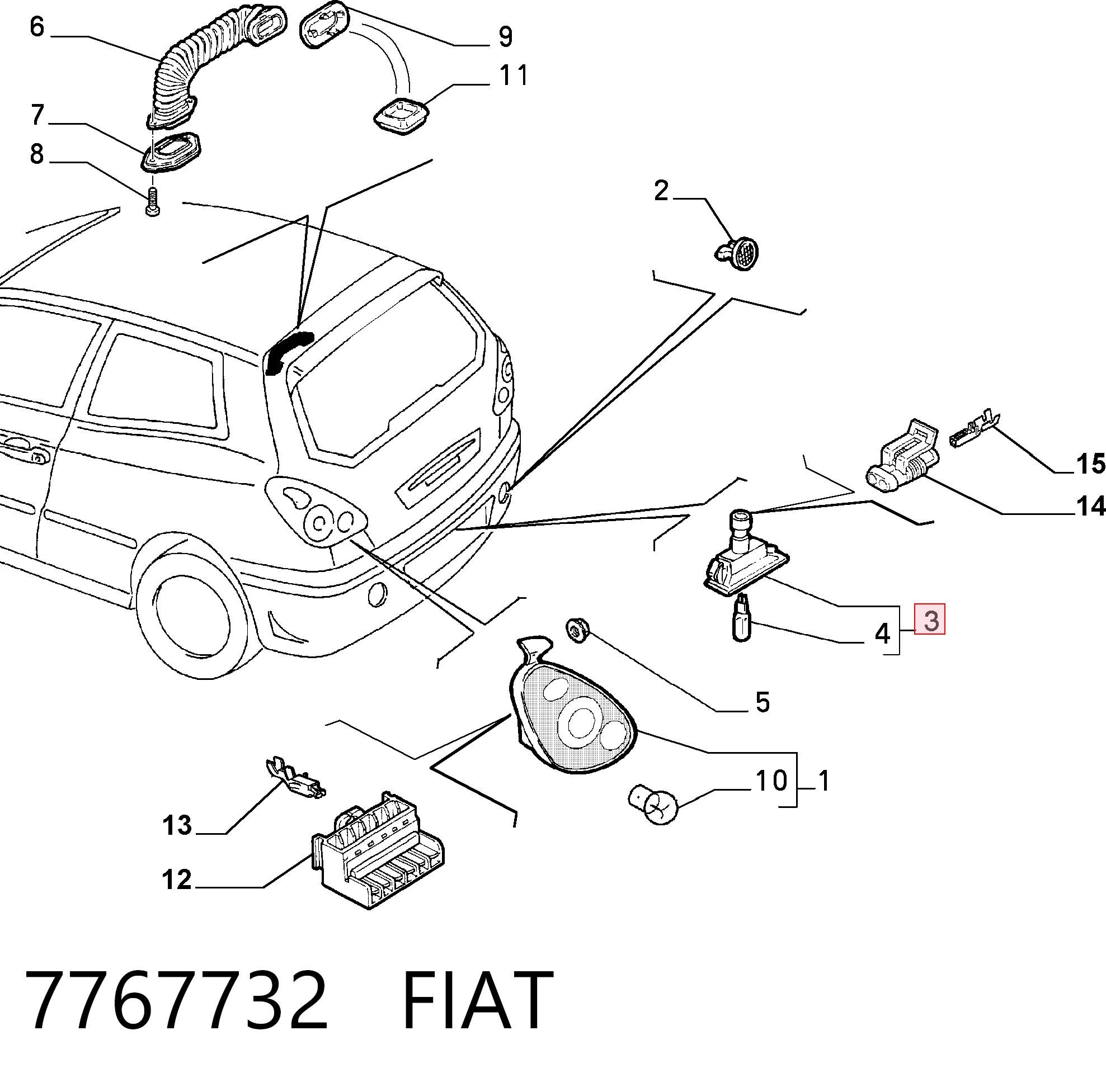 Lampara de matricula Fiat Brava hatchback (182) (1995 - 2001) precio, desde 27,59 EUR