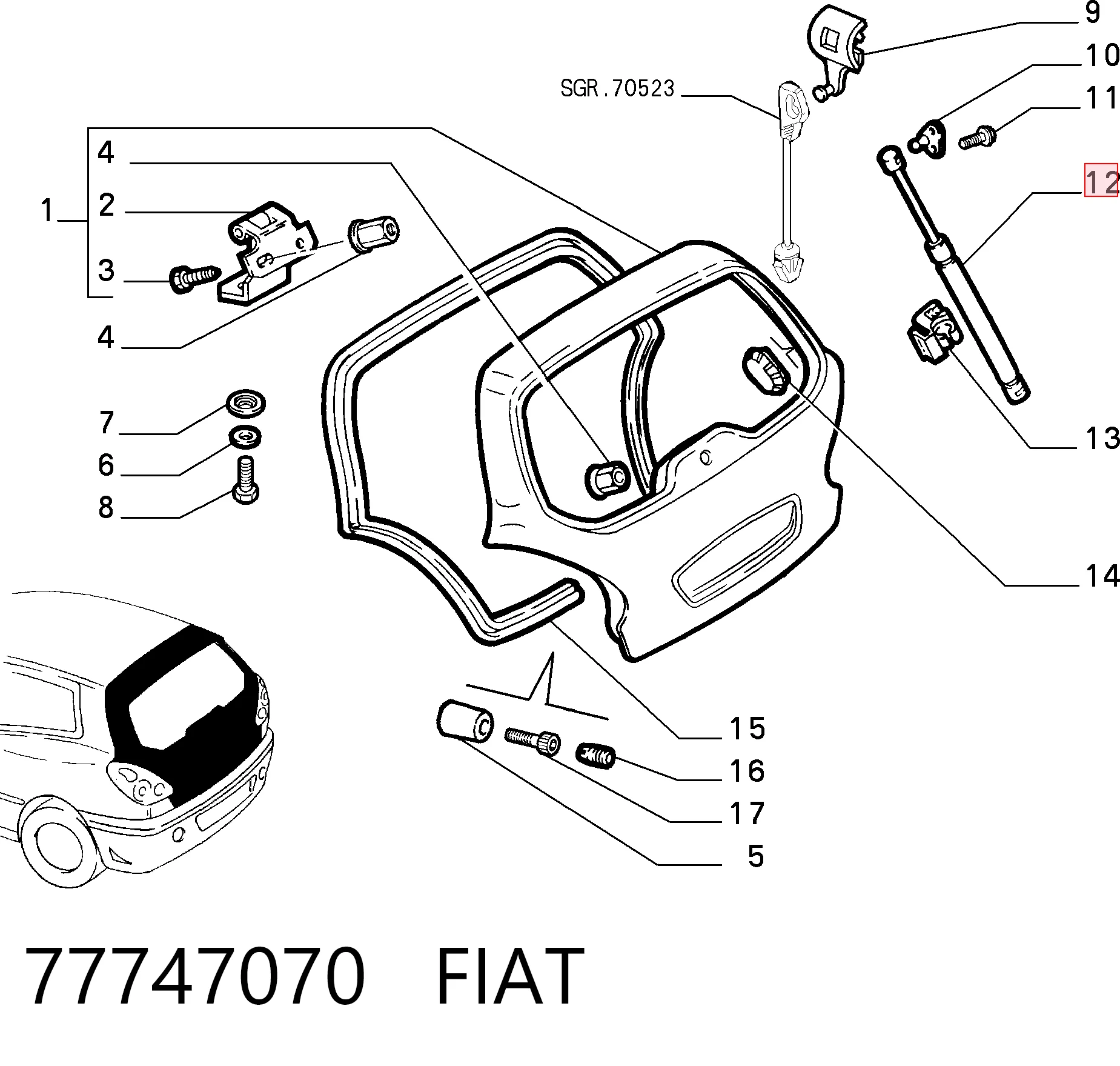 Amortiguador de porton Fiat Bravo  (1995-2001)