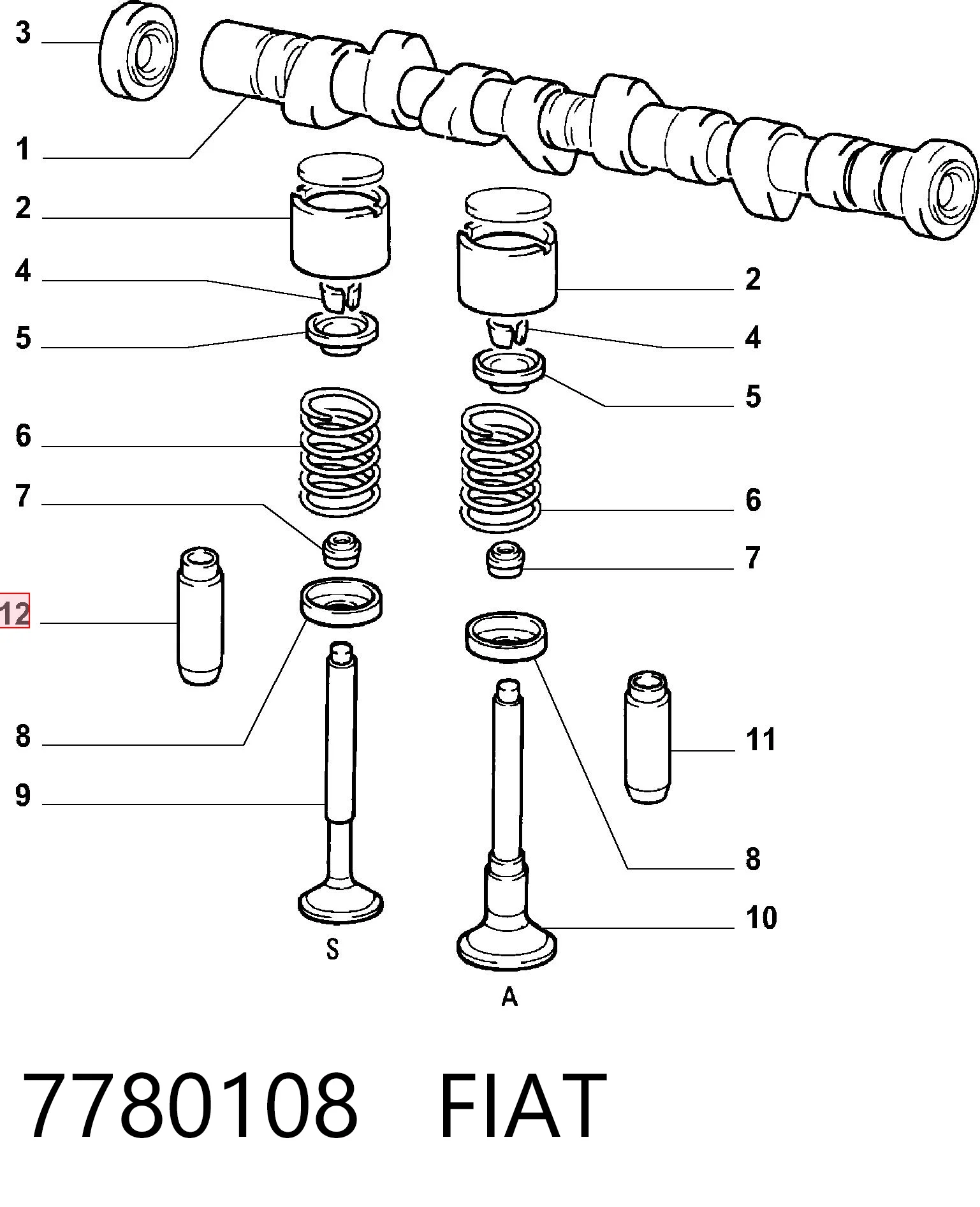 Guía de válvula 7780108 FIAT