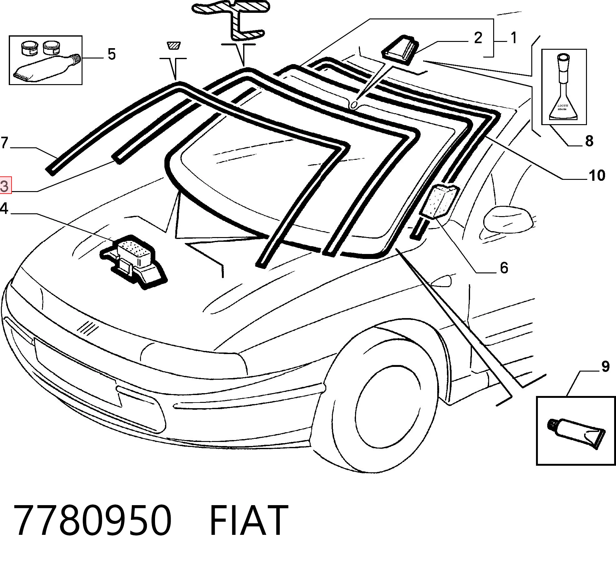 Junta de parabrisas para Fiat Bravo 182