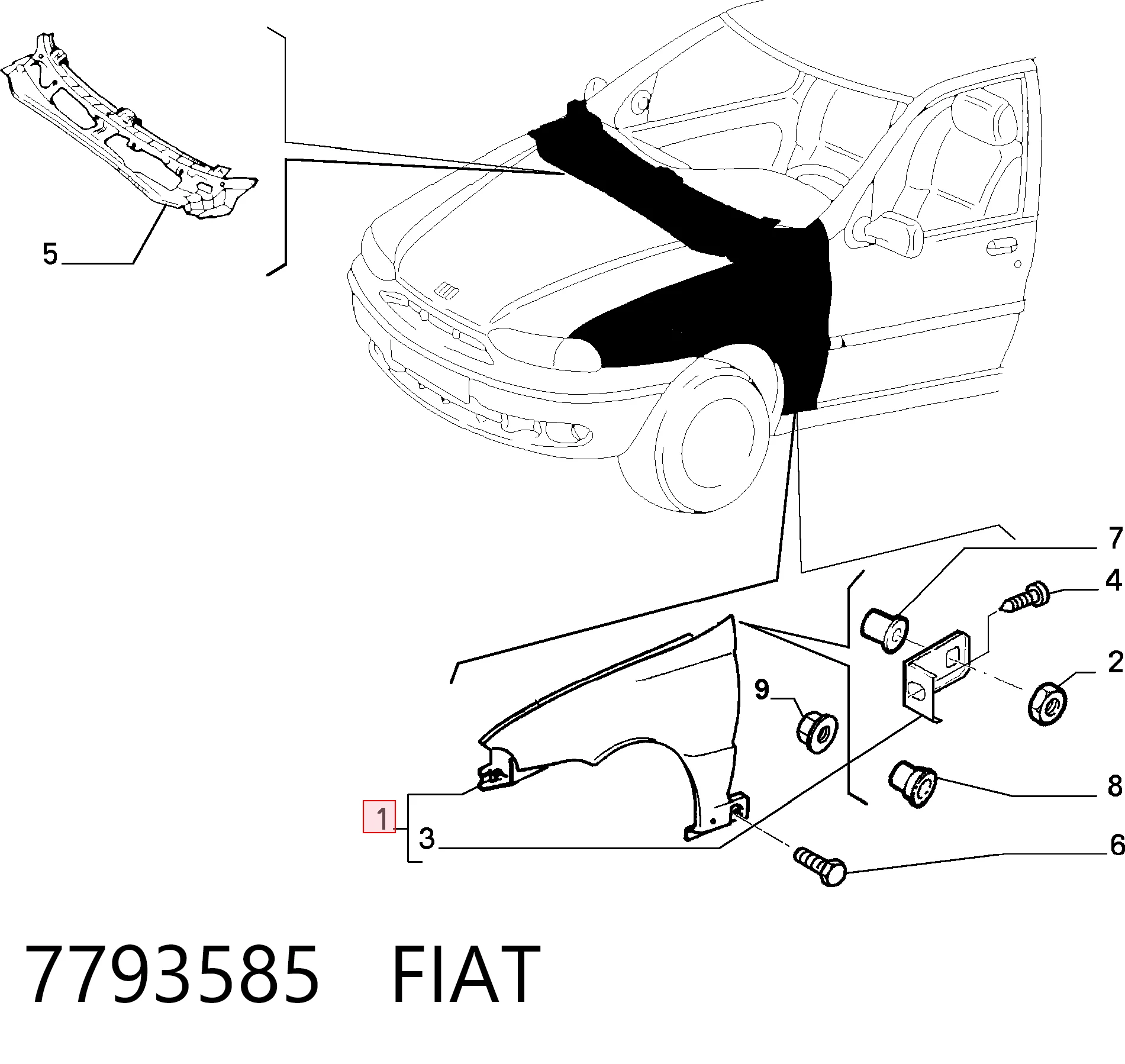 Aleta delantera izquierda Fiat Siena sedán (178) (1996 - 2001) precio, desde 98,02 EUR