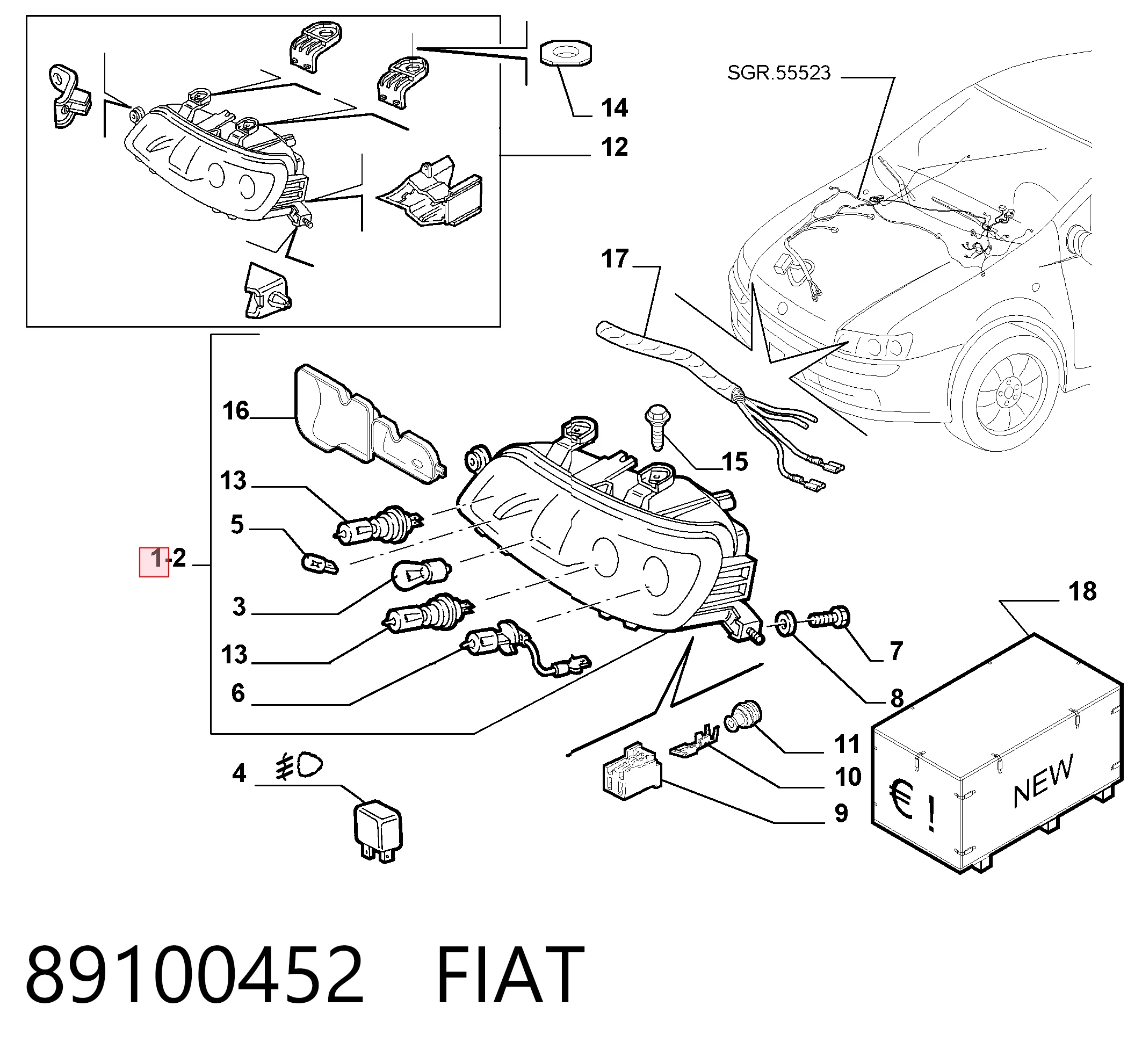  Faro izquierdo Fiat Punto 2