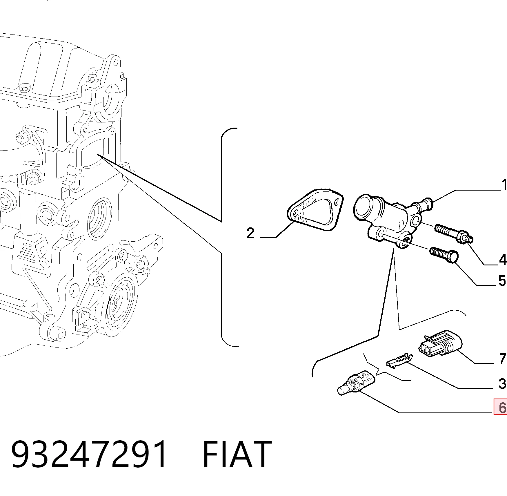 Sensor de temperatura del líquido refrigerante 93247291 FIAT