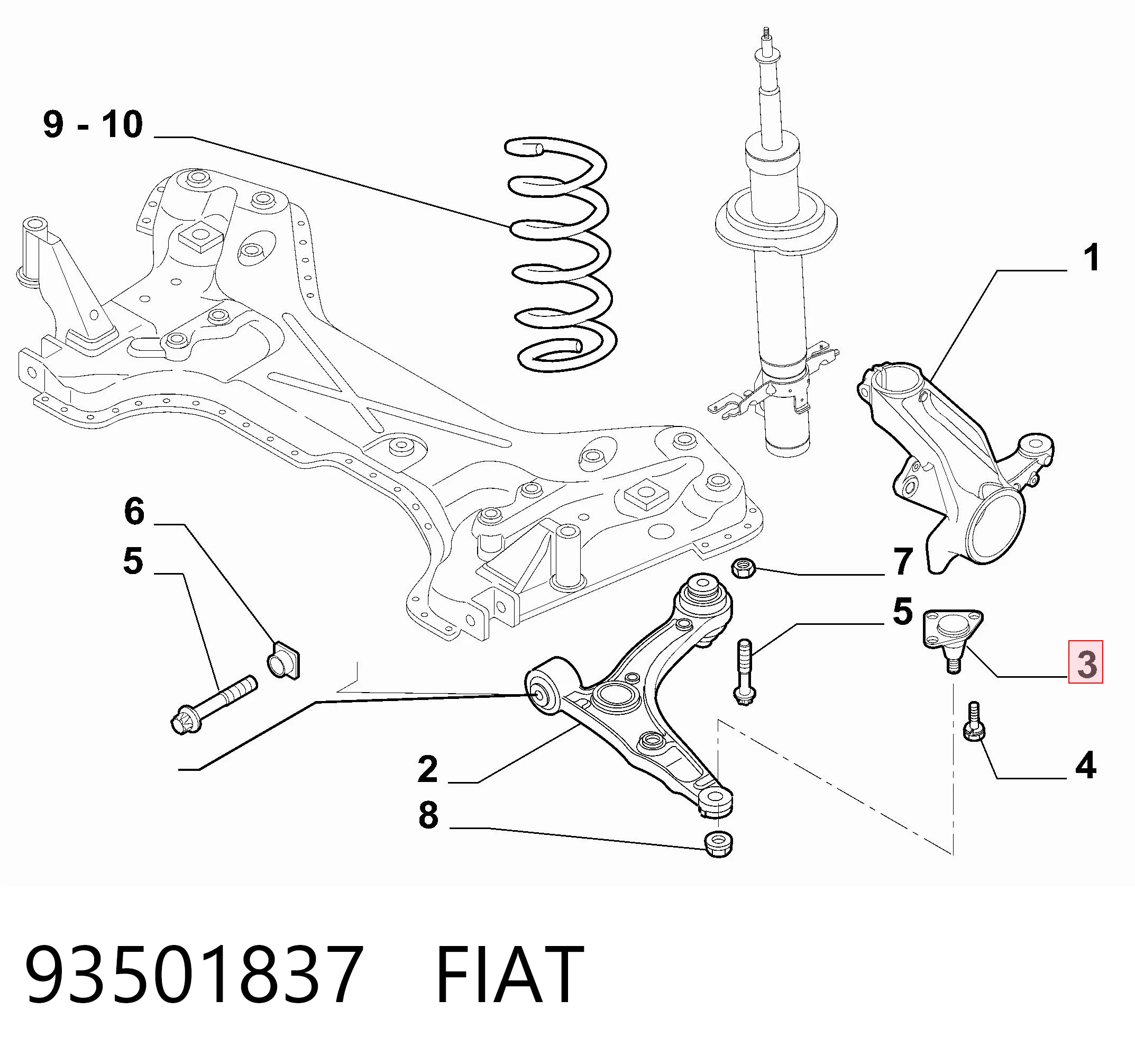93501837 Fiat/Alfa/Lancia Rótula inferior de suspensión