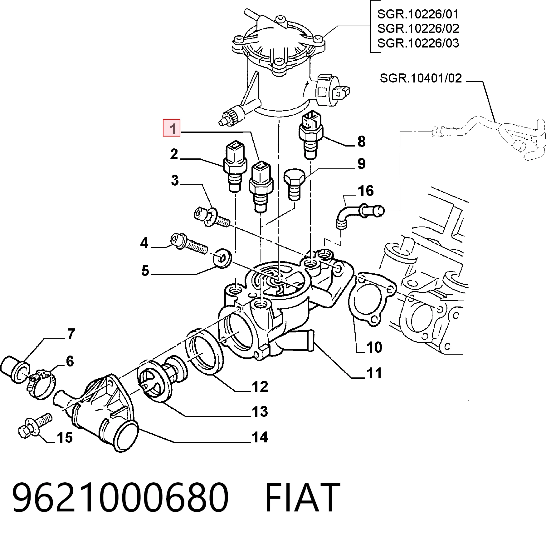 9621000680 Fiat/Alfa/Lancia Sensor temperatura refrigerante