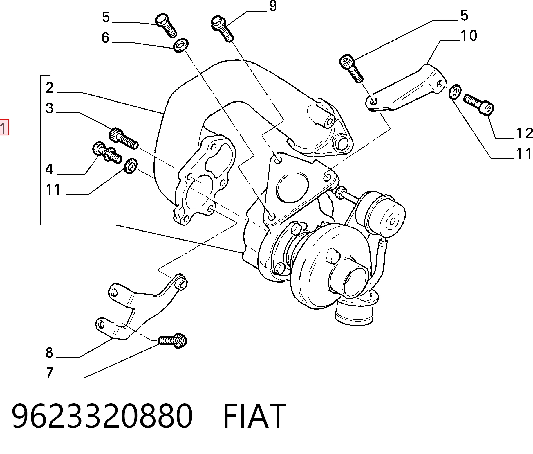 9623320880 Fiat/Alfa/Lancia Turbo para motor