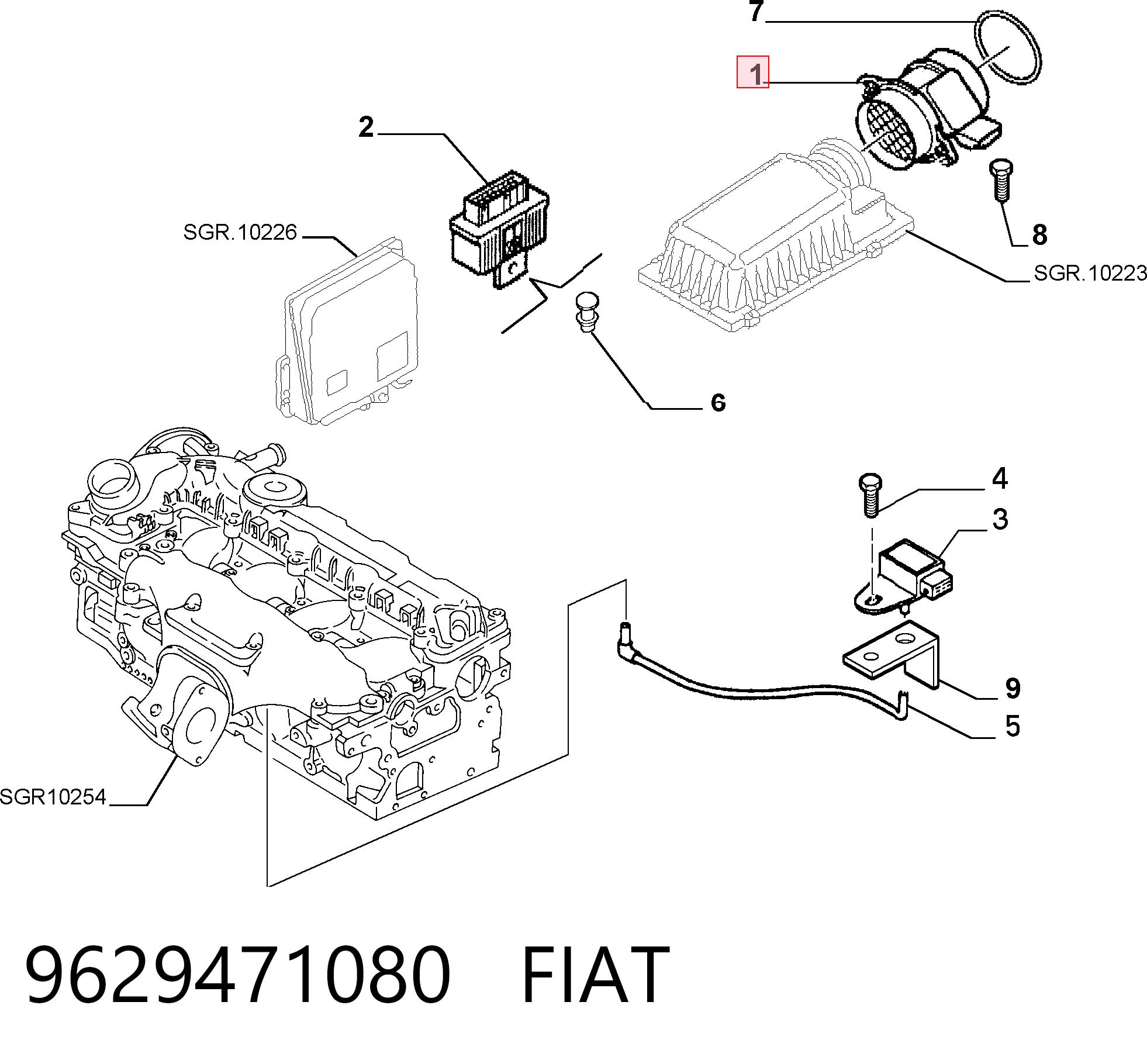 9629471080 Fiat/Alfa/Lancia Sensor de flujo de aire