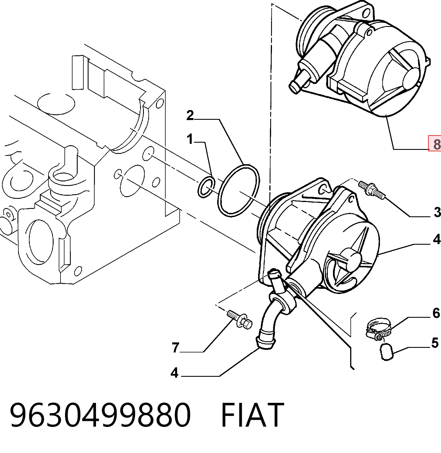 9630499880 Fiat/Alfa/Lancia Bomba de vacío de frenado