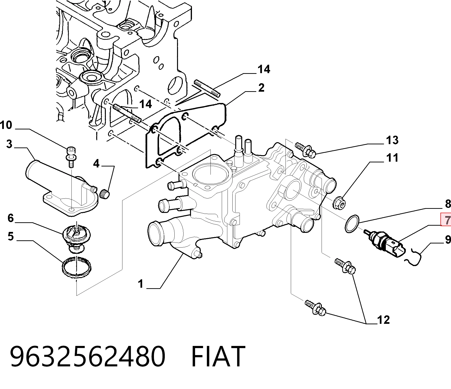9632562480 Fiat/Alfa/Lancia Sensor temperatura refrigerante