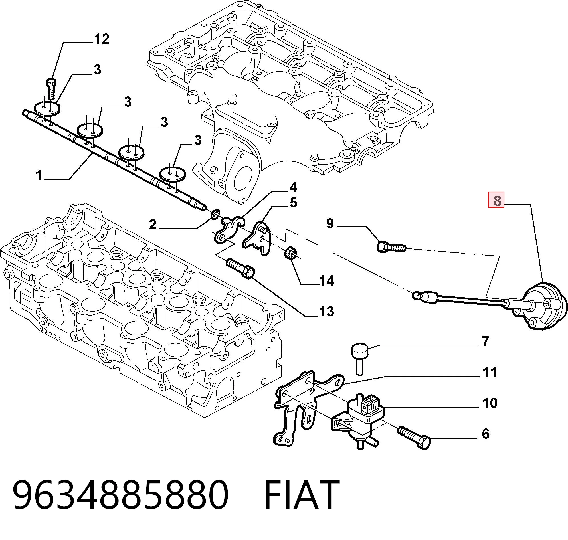 Válvula (actuador) De Control De Turbina 9634885880 FIAT