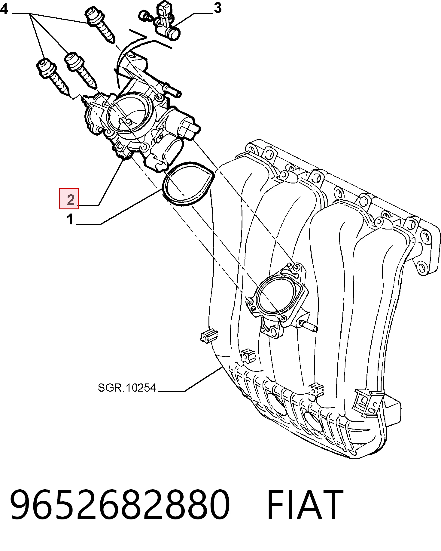9652682880 Fiat/Alfa/Lancia Mariposa de admisión