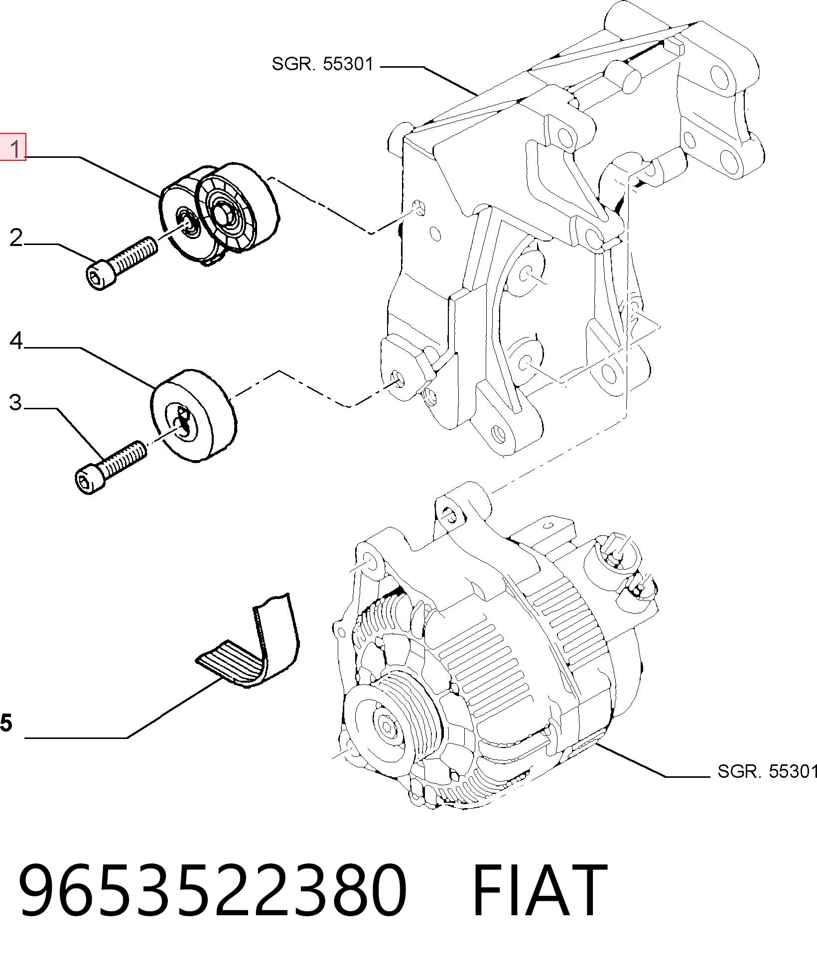 9653522380 Fiat/Alfa/Lancia Tensor de correa de alternador