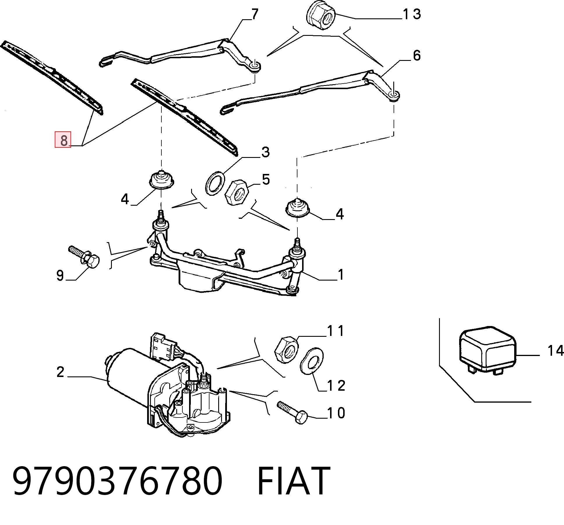 Juego de escobillas de luna delantera, 2 piezas Fiat Scudo  (220L)