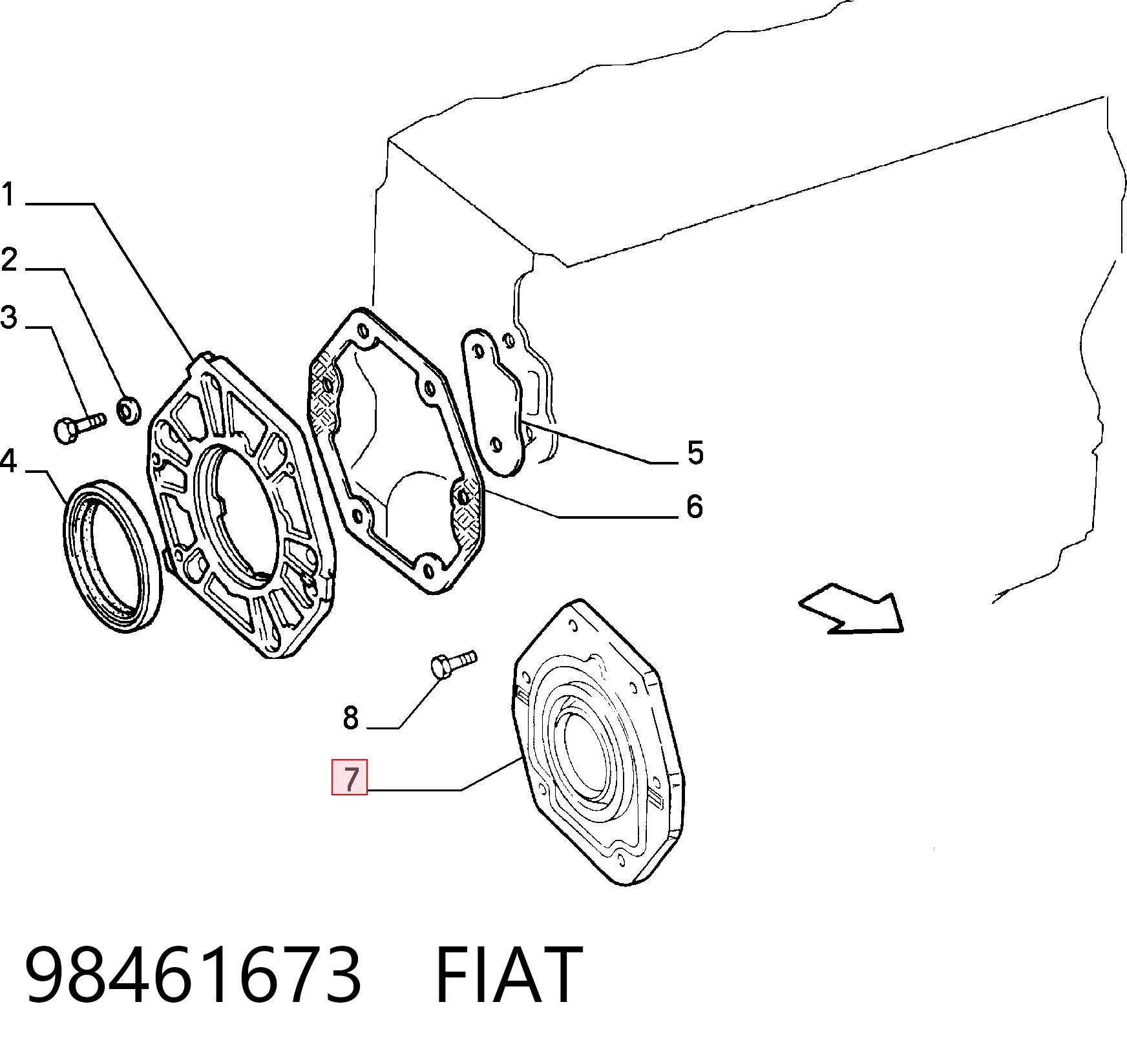 Anillo retén cigüeñal frontal Iveco 98453818
