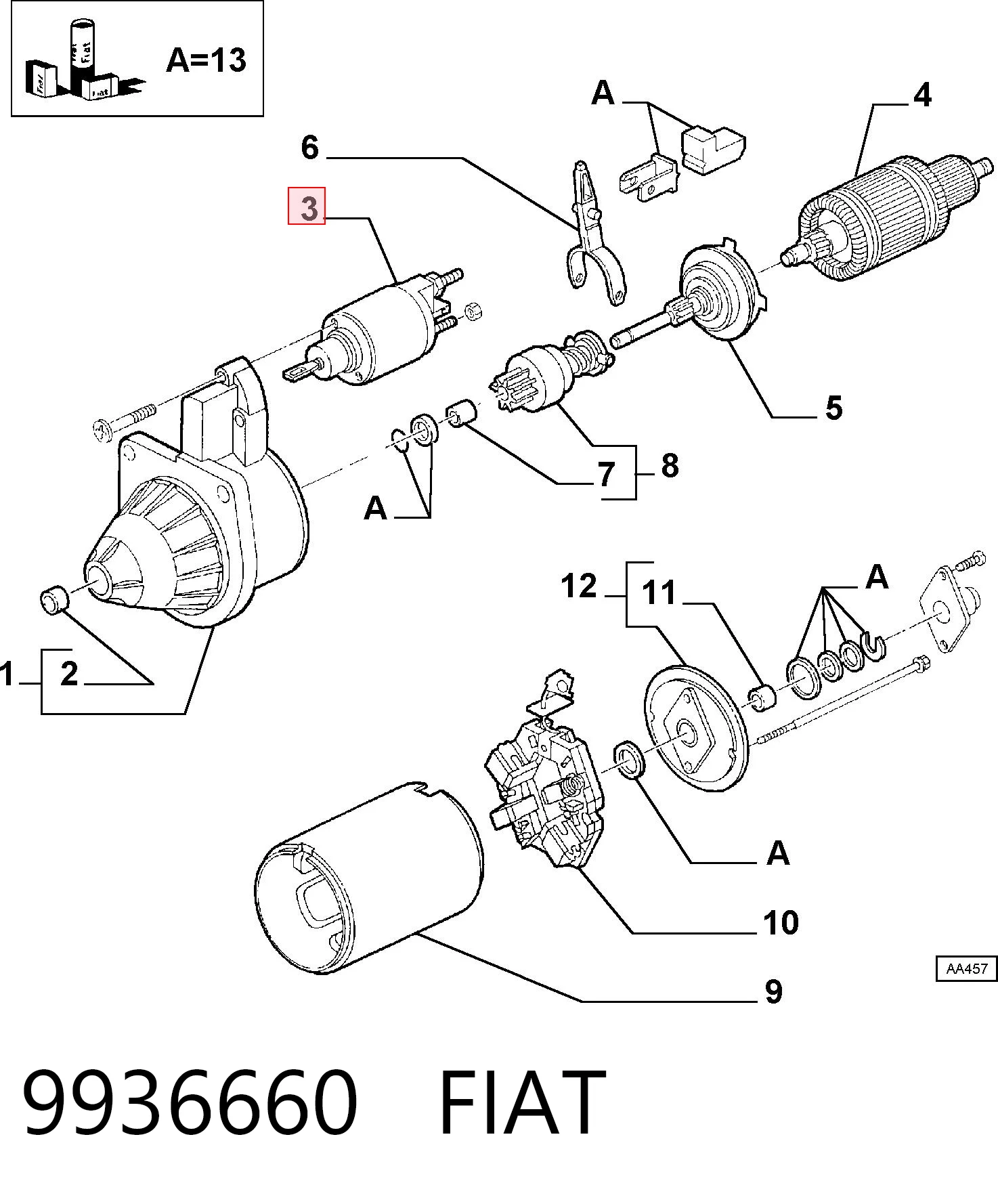 Solenoide arranque Fiat Uno  (1983-1996)